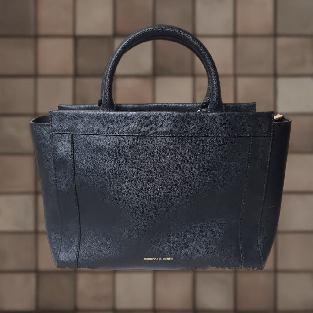 Rebecca Minkoff Rebecca Minkoff Monroe Black Saffiano Leather Purse Tote w/Crossbody Strap Size ONE SIZE - 1 Thumbnail