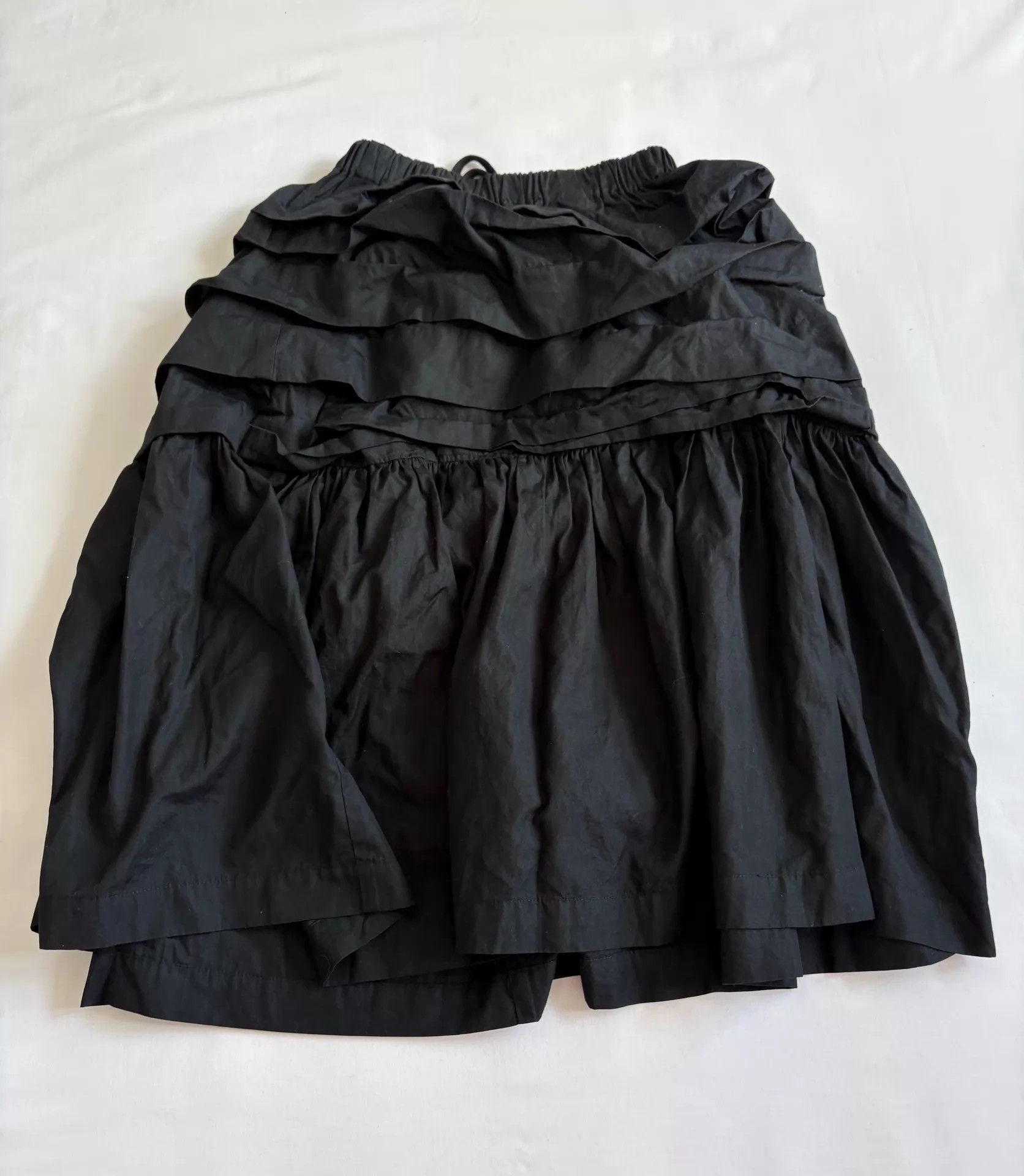 Comme des Garcons CDG Vintage Black Pleated Layered Elastic Waist Skirt Size 24" / US 00 / IT 34 - 8 Thumbnail