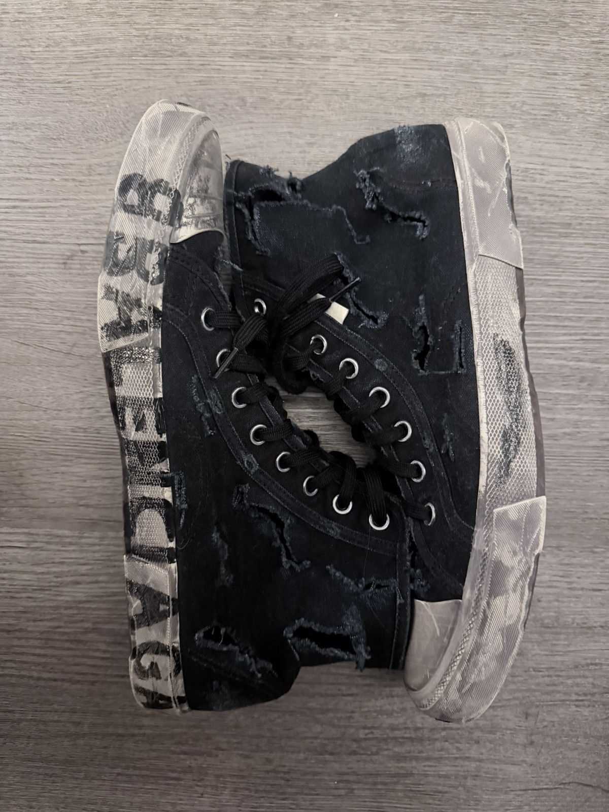 Balenciaga BALENCIAGA PARIS DESTROYED HIGH TOP SNEAKERS RARE Size US 12 / EU 45 - 8 Thumbnail