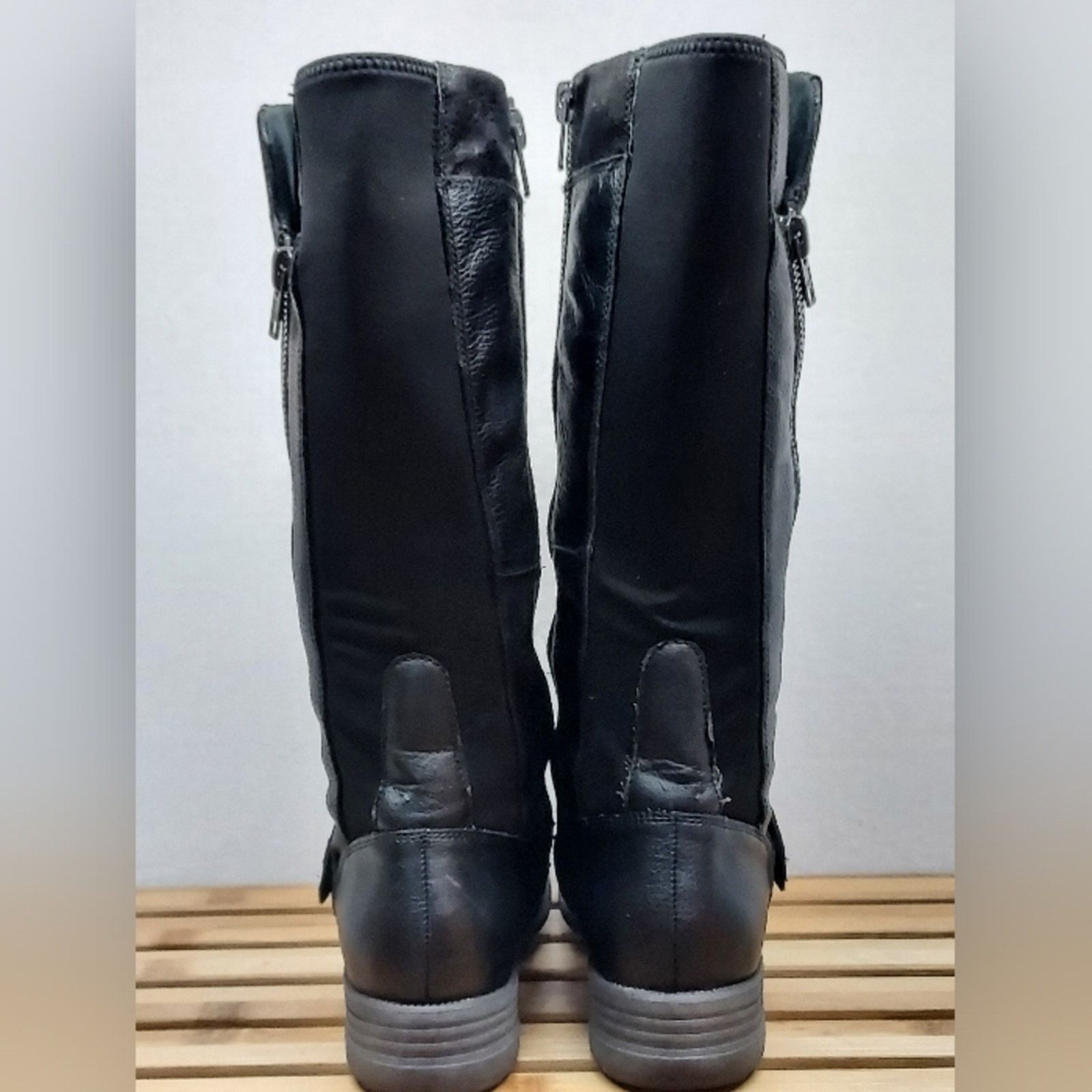Other Earth Origins Black Leather Knee Boots Size 8.5 Wide Shaft Size US 8.5 / IT 38.5 - 7 Thumbnail