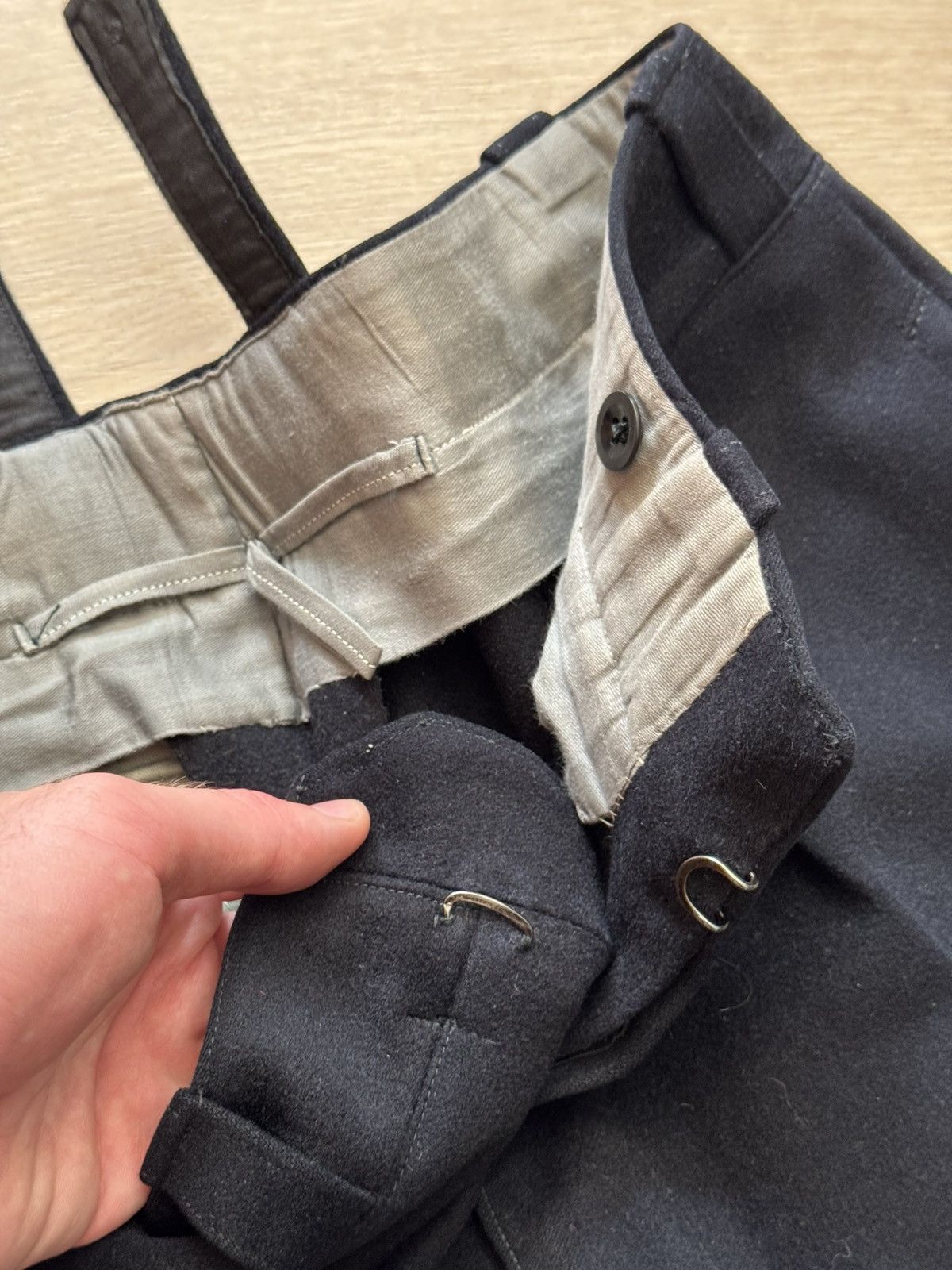 Vintage Vintage 40-50’s Archival Handmade Original Wool Navy Pants Size US 31 - 9 Thumbnail