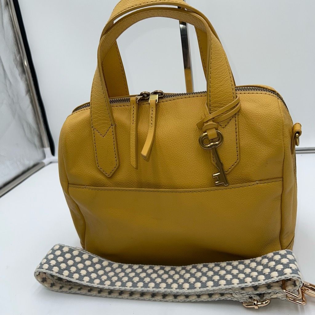 Fossil Fossil Yellow Leather Satchel with Unbranded Guitar Strap Size ONE SIZE - 3 Thumbnail