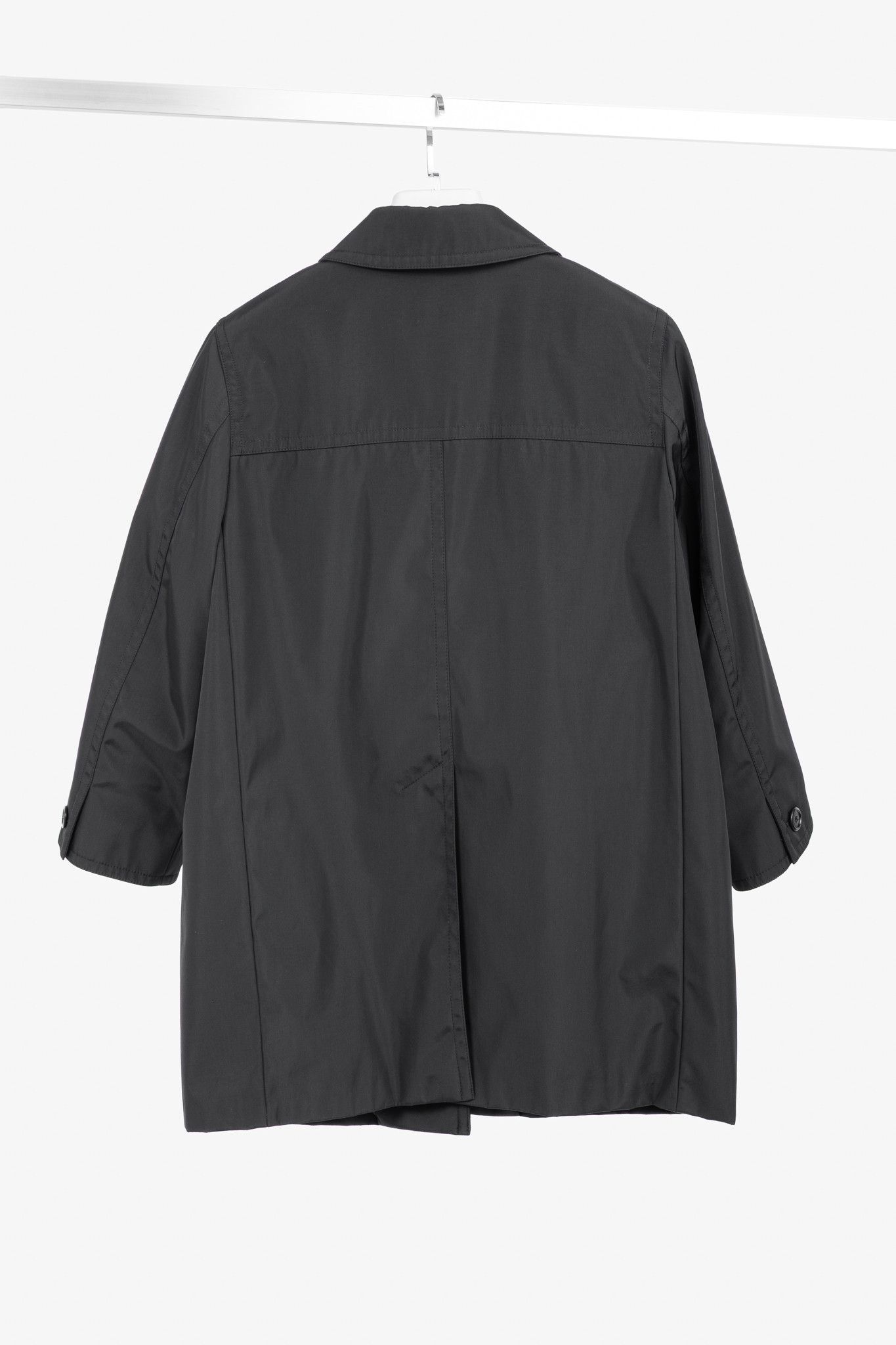 Max Mara Max Mara Black Nylon-Blend Taffeta Mac Coat Size XS / US 0-2 / IT 36-38 - 2 Thumbnail