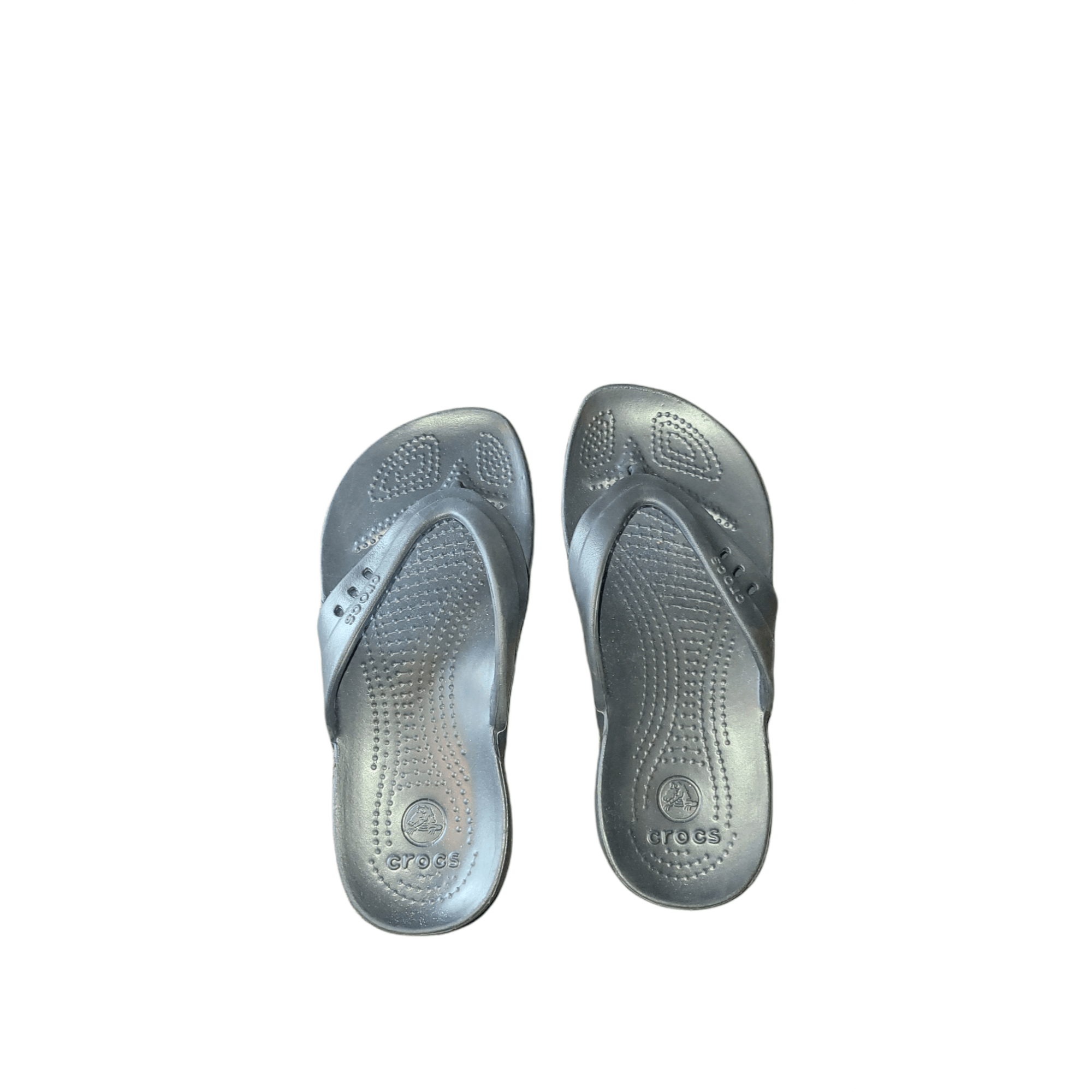 Crocs Crocs Thong Sandals Women Sz 4 Black Rubber Massaging Sole S Size US 4 / IT 34 - 4 Thumbnail