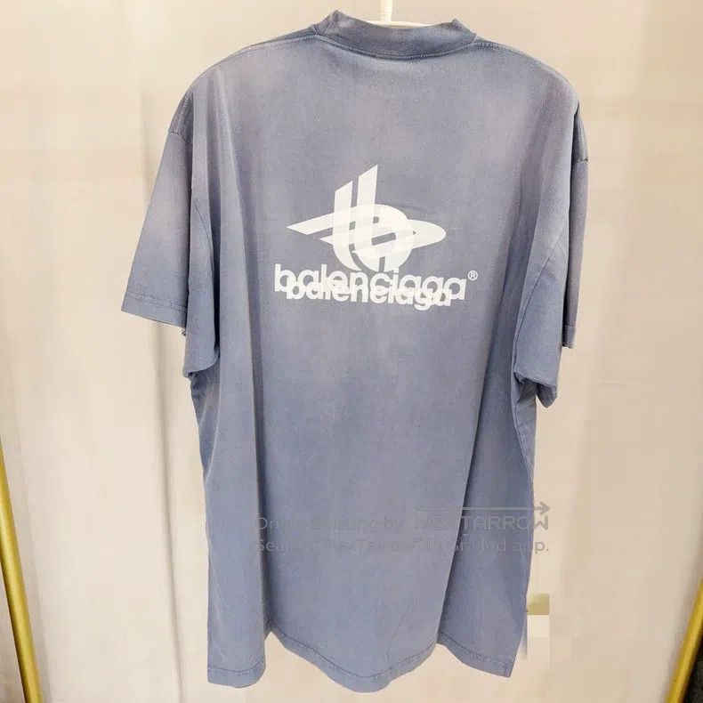 Balenciaga Balenciaga Washed Mist Blue 3b Phantom Short Sleeve Size US M / EU 48-50 / 2 - 3 Thumbnail