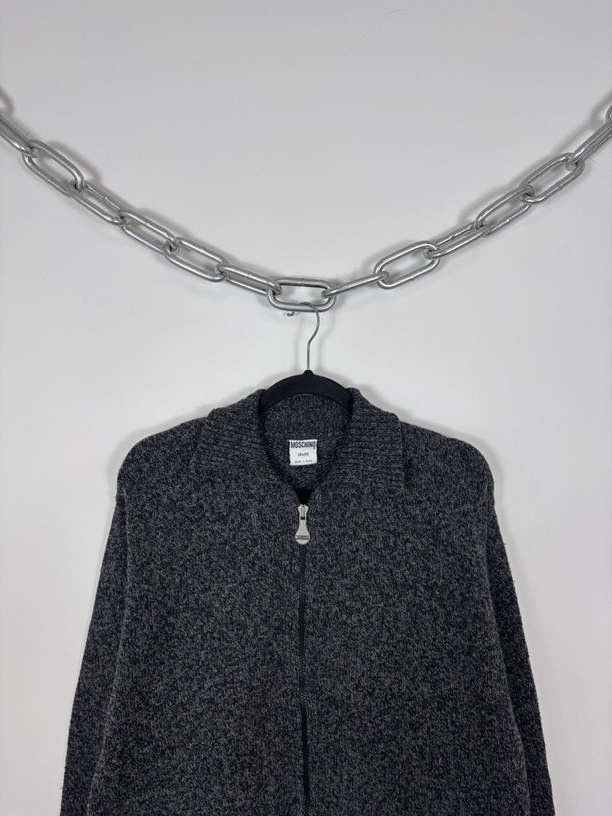 Moschino Vintage 1990s Moschino Women’s Grey Wool Full Zip Sweater Size M / US 6-8 / IT 42-44 - 2 Thumbnail
