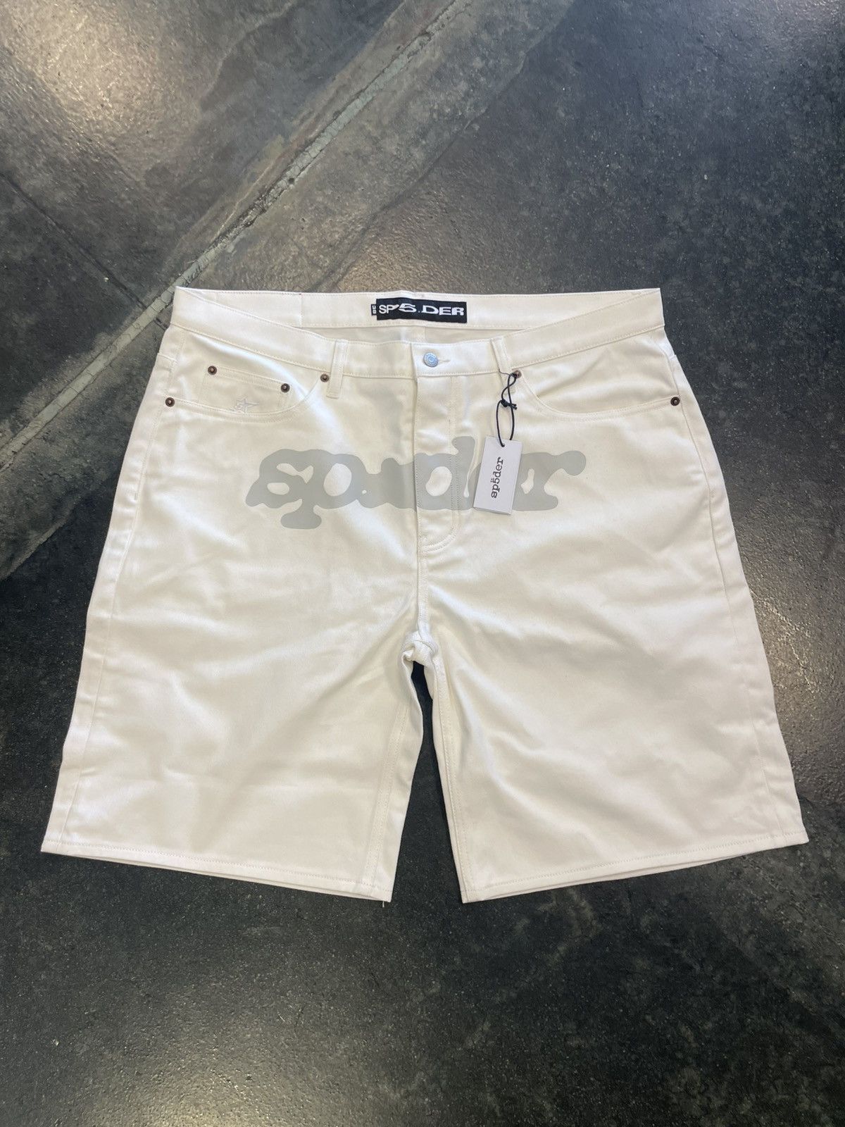 Sp5der Sp5der White Denim Shorts Size US 38 / EU 54 - 1 Thumbnail