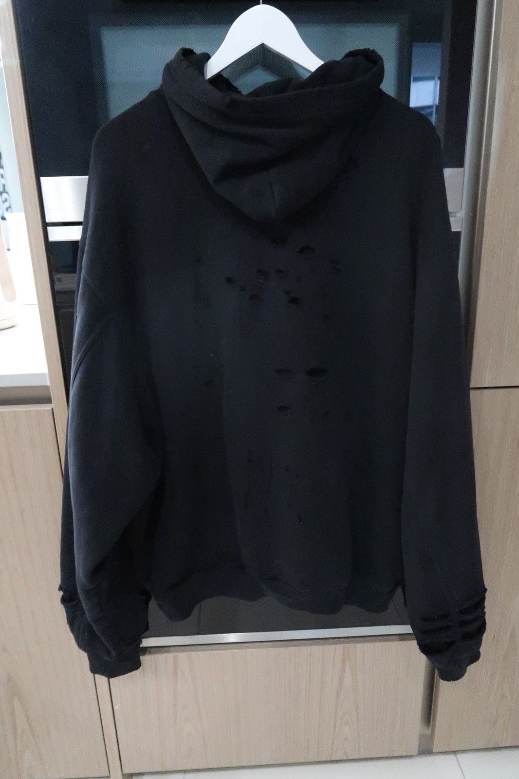 Balenciaga Destroyed logo cotton jersey hoodie Size US XS / EU 42 / 0 - 6 Thumbnail