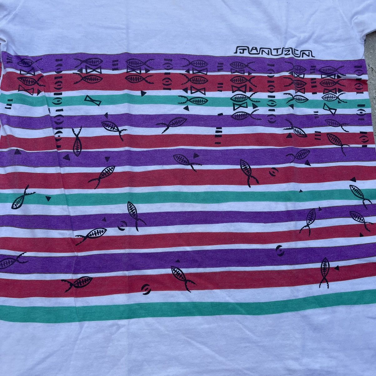Vintage Vintage 90s JANZTEN Stripe Single Stitch Shirt Size US XL / EU 56 / 4 - 3 Thumbnail