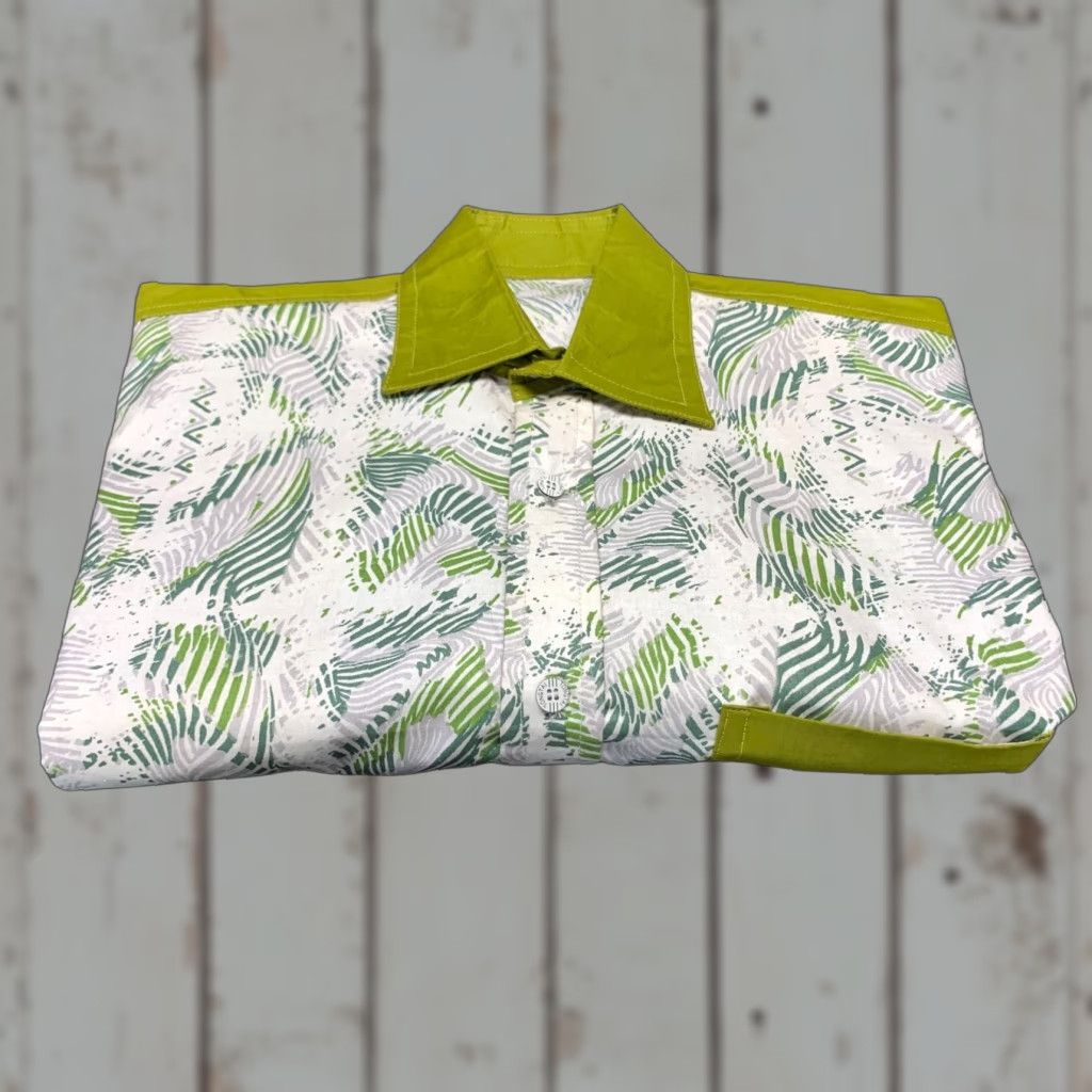 Vintage Floral 2XL Green White Short Sleeve Camp Shirt Size US XXL / EU 58 / 5 - 1 Thumbnail