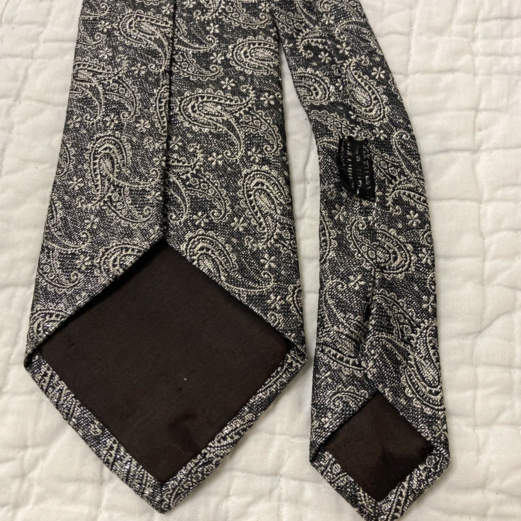 Versace VINTAGE Gianni Versace Paisley Tie Men Silk Made in italy Fashion Designer Classic 57"-60" Silver Mens Size ONE SIZE - 5 Thumbnail