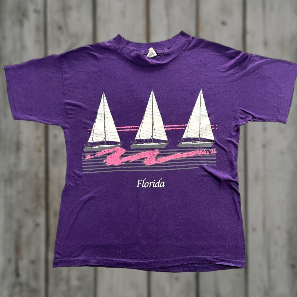 Vintage VINTAGE Florida Shirt Mens Large Sailboat Graphic Sunshine Coverups 90s Tee Size US L / EU 52-54 / 3 - 1 Thumbnail