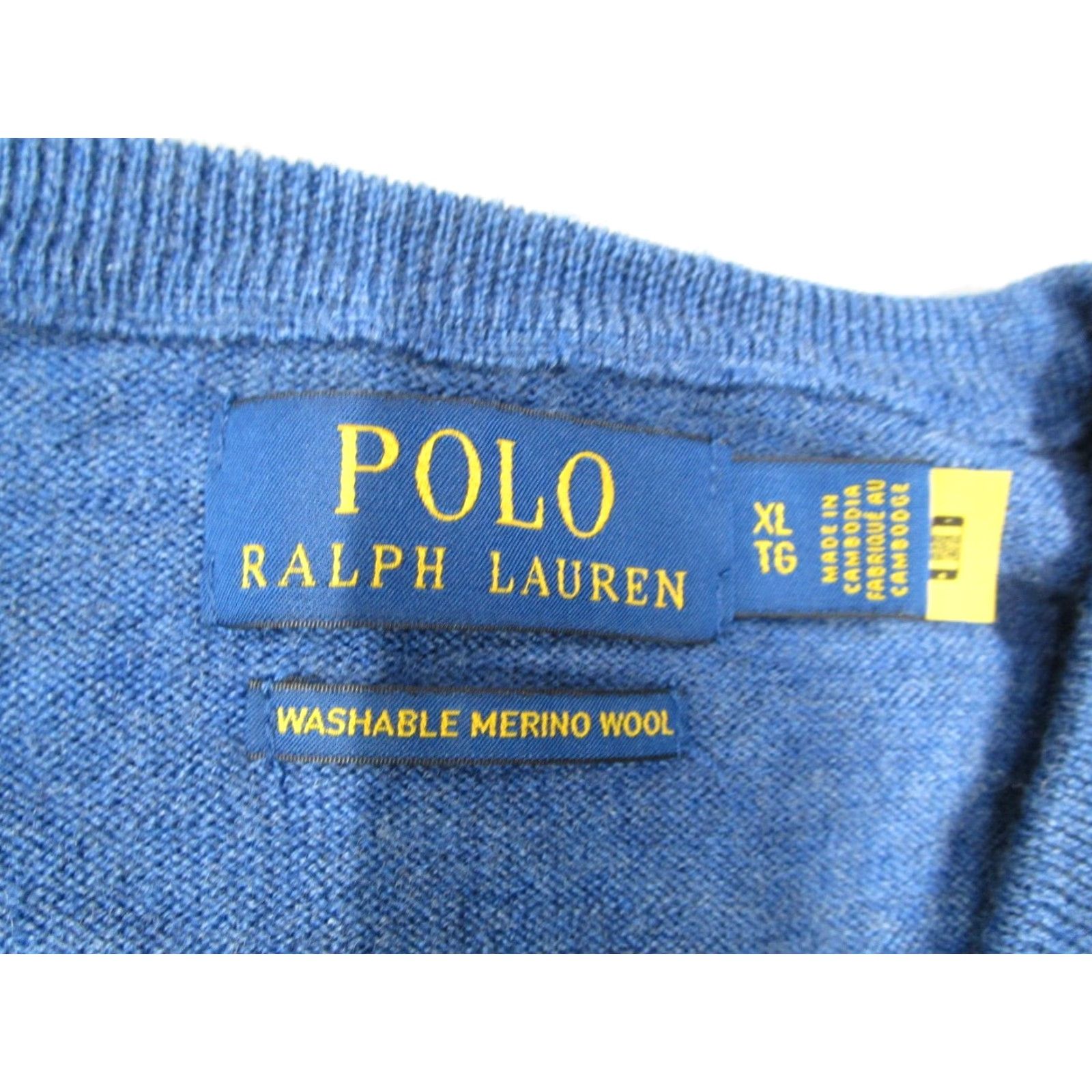 Polo Ralph Lauren VINTAGE Polo Ralph Lauren Sweater Pullover Mens XL Blue Wool Knit V-Neck Casual Size US XL / EU 56 / 4 - 3 Thumbnail