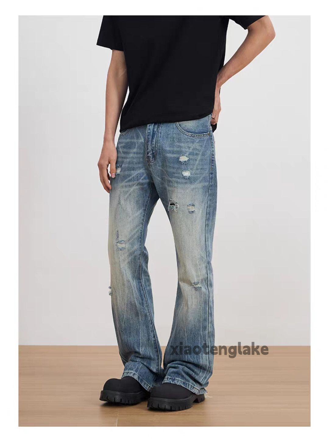 Jean Xz faded distressed ripped damaged hiphop punk jeans Size US 32 / EU 48 - 8 Thumbnail