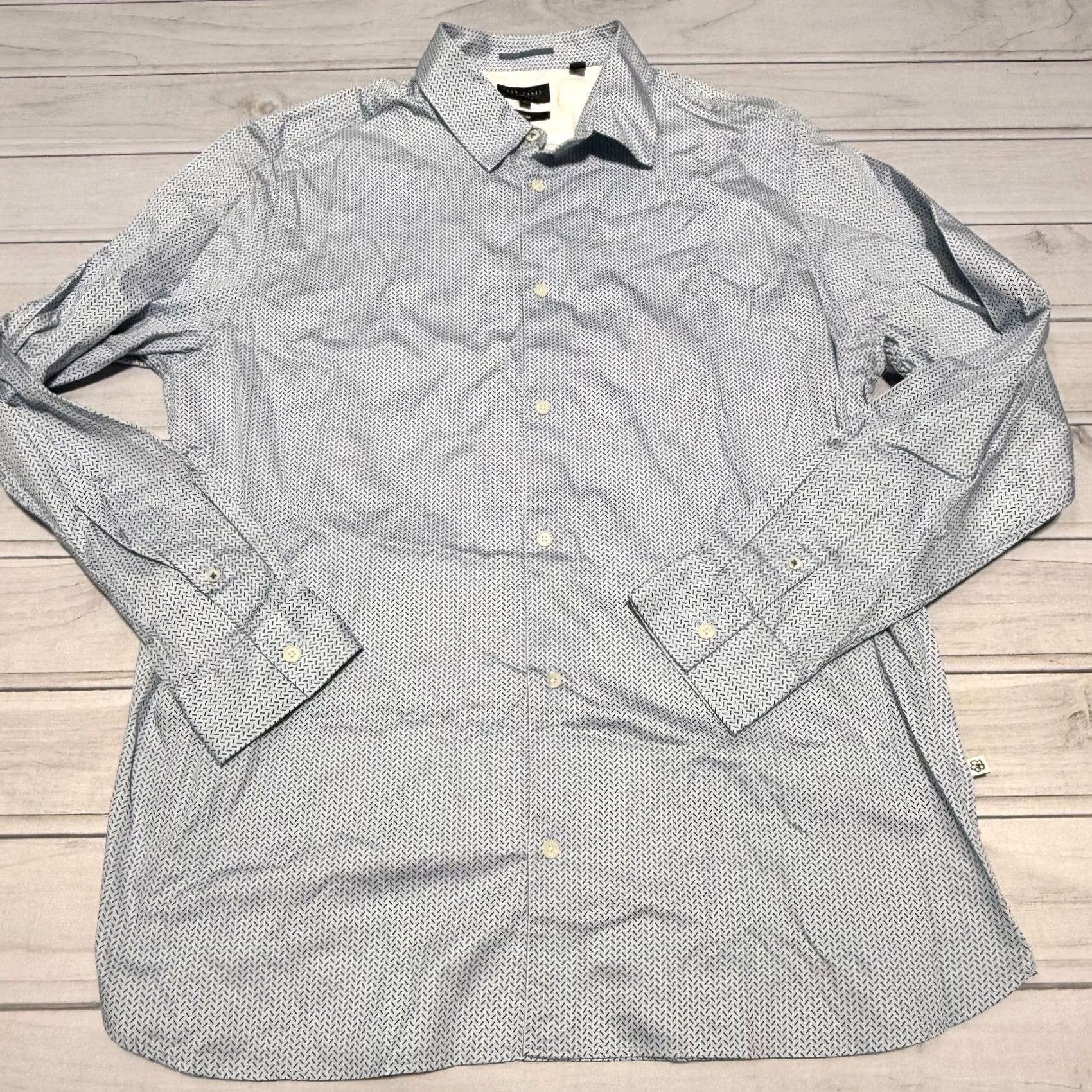 Ted Baker Ted Baker Shirt Mens 3XL Blue Geometric Button Up Shirt Casual Modern Preppy Mens Size US XXL / EU 58 / 5 - 2 Thumbnail