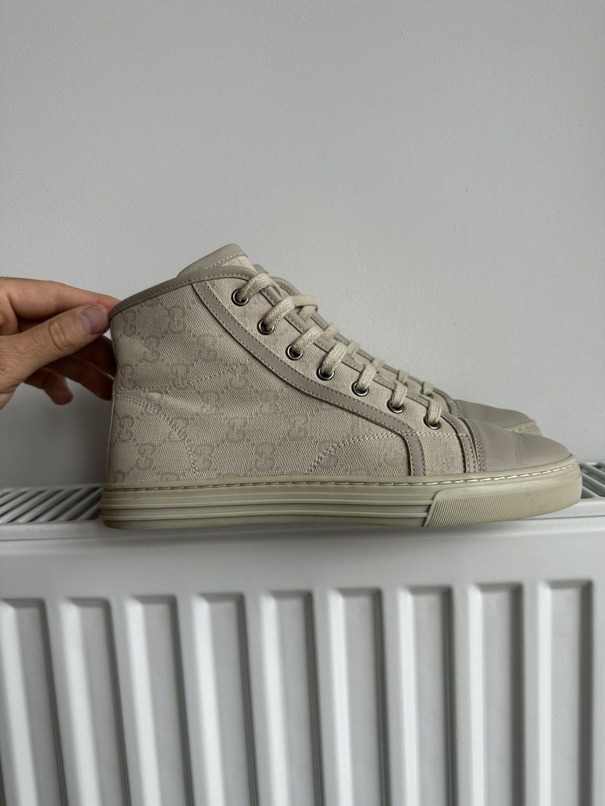 Gucci GUCCI high top GG logo print monogram canvas sneakers Size US 7.5 / IT 37.5 - 13 Thumbnail