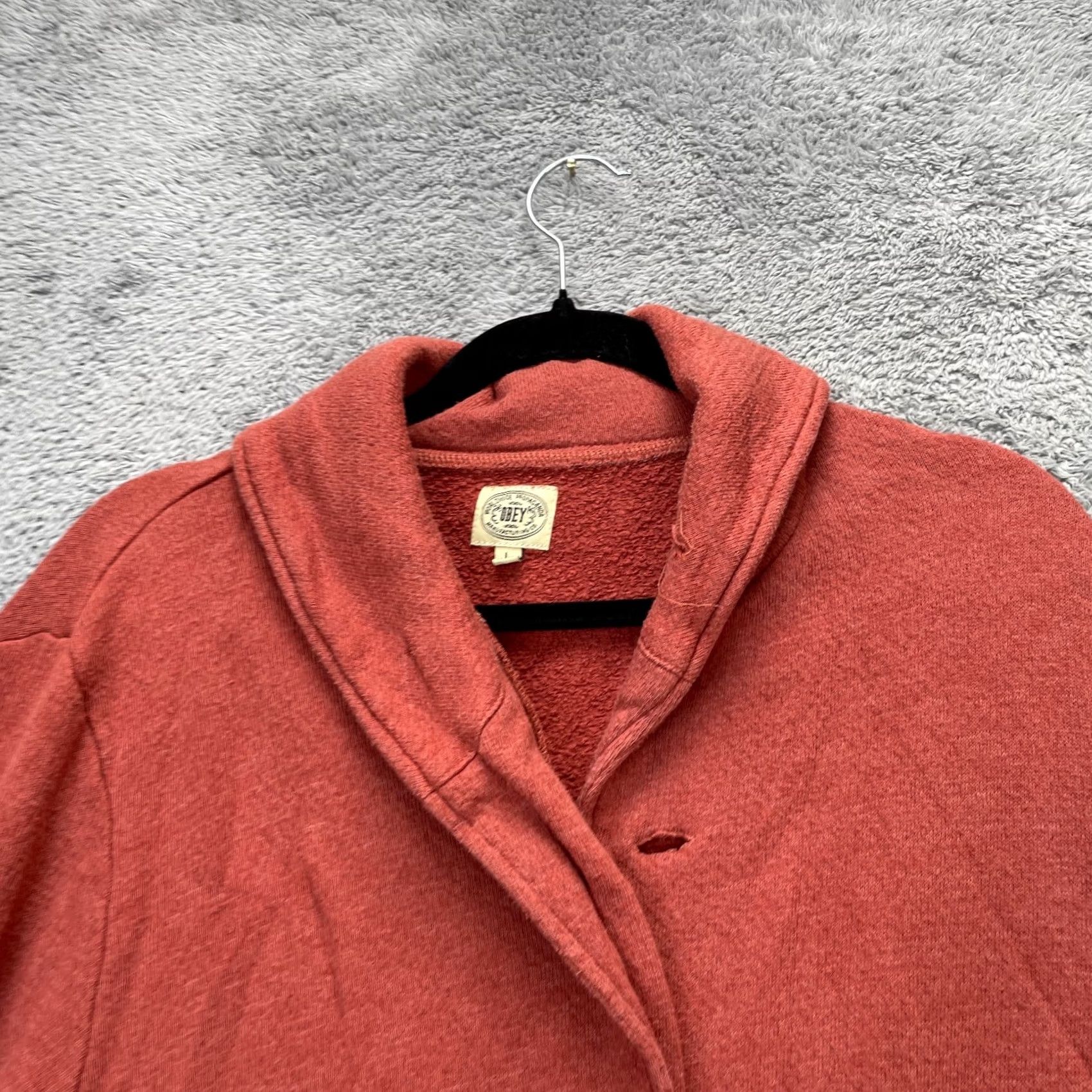 Obey OBEY Sweater Mens L Red Cardigan Heavyweight Lined Pockets Buttons Casual City 90s? No, not applicable - but keep to rules. Size US L / EU 52-54 / 3 - 6 Thumbnail