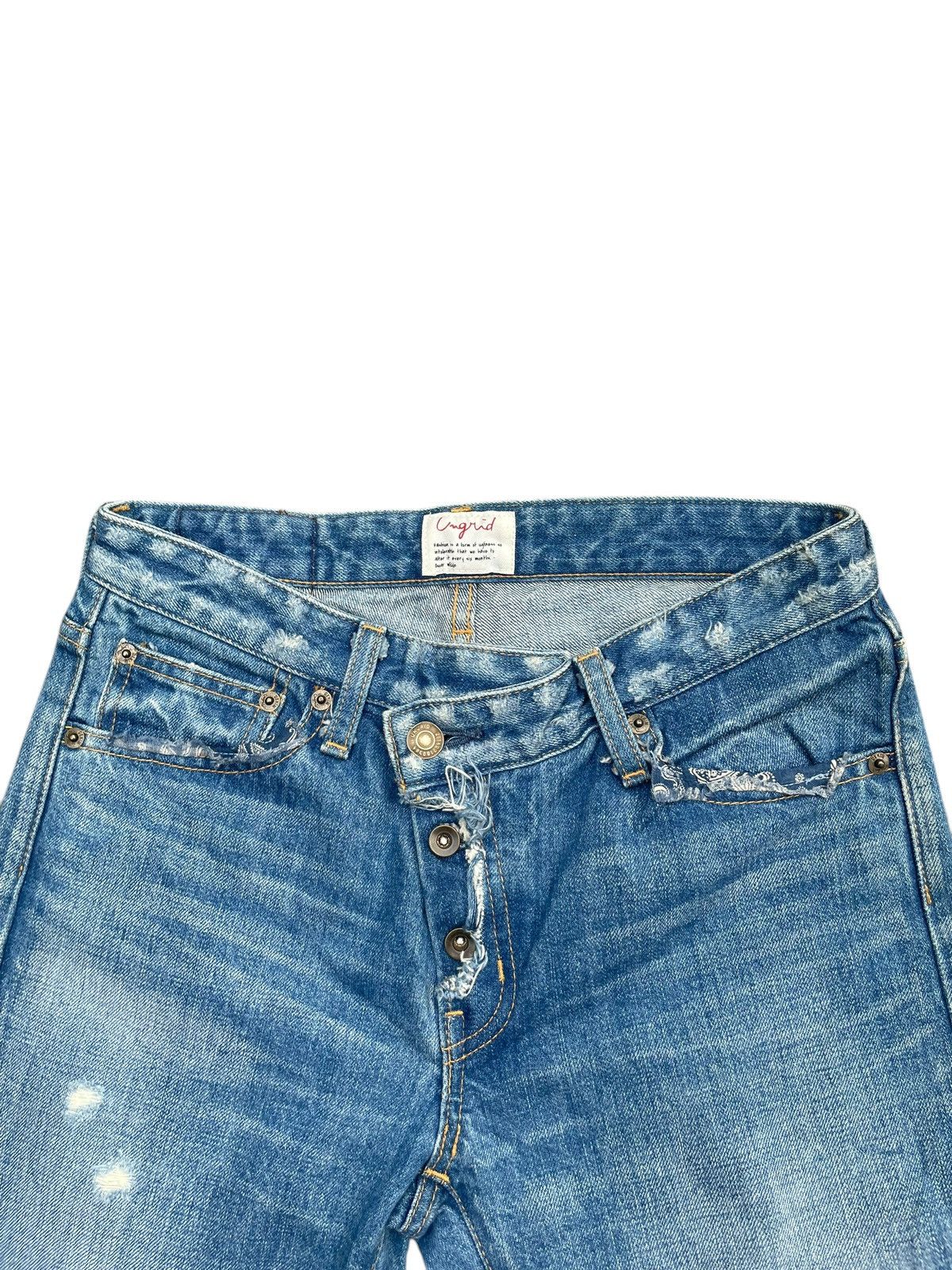 Japanese Brand Ungrid Distresed Selvedge Jeans Size 29" - 7 Thumbnail