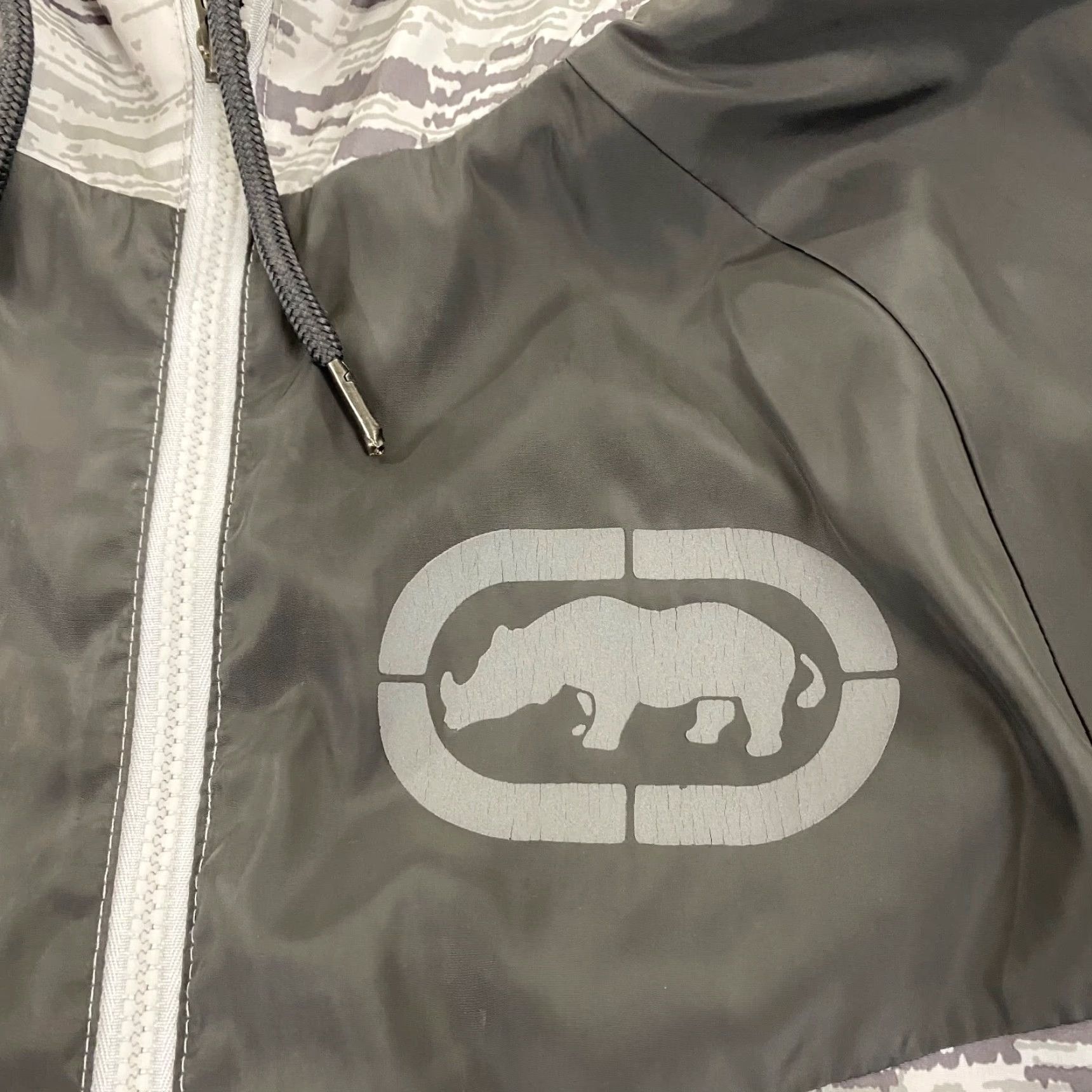 Ecko Unltd. ECKO UNLTD Jacket Men Medium Gray Camouflage Hooded Windbreaker Y2K Skater Rhino Jacket Size US M / EU 48-50 / 2 - 4 Thumbnail