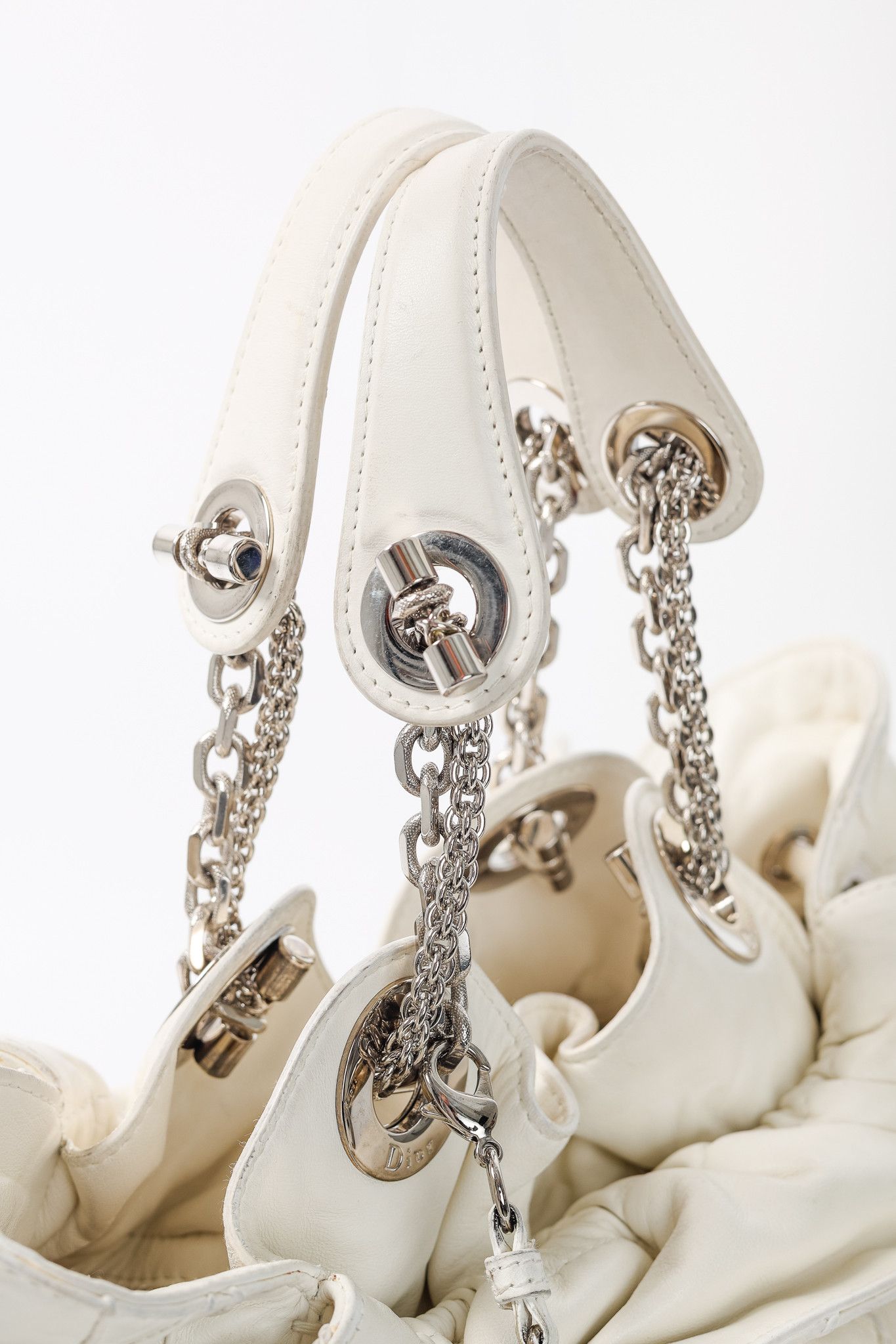 Dior Christian Dior Le Trente White Cannage Leather Ruffle Tote Size ONE SIZE - 6 Thumbnail