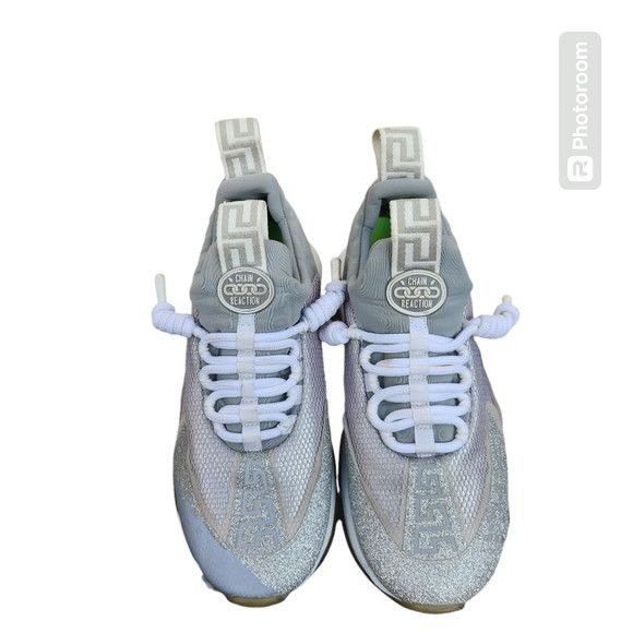 Versace Versace Silver Spackle Chain Reaction sneakers size 37.5 Size US 7.5 / IT 37.5 - 1 Thumbnail