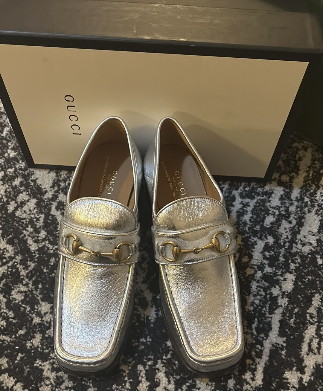 Gucci Gucci Vegas Leather Horsebit Loafers Argento Size US 9 / IT 39 - 3 Thumbnail