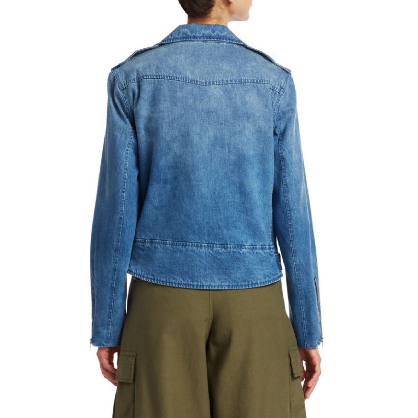 Rag & Bone NEW Rag & Bone Abbey Denim Moto Jacket Size XS / US 0-2 / IT 36-38 - 2 Thumbnail