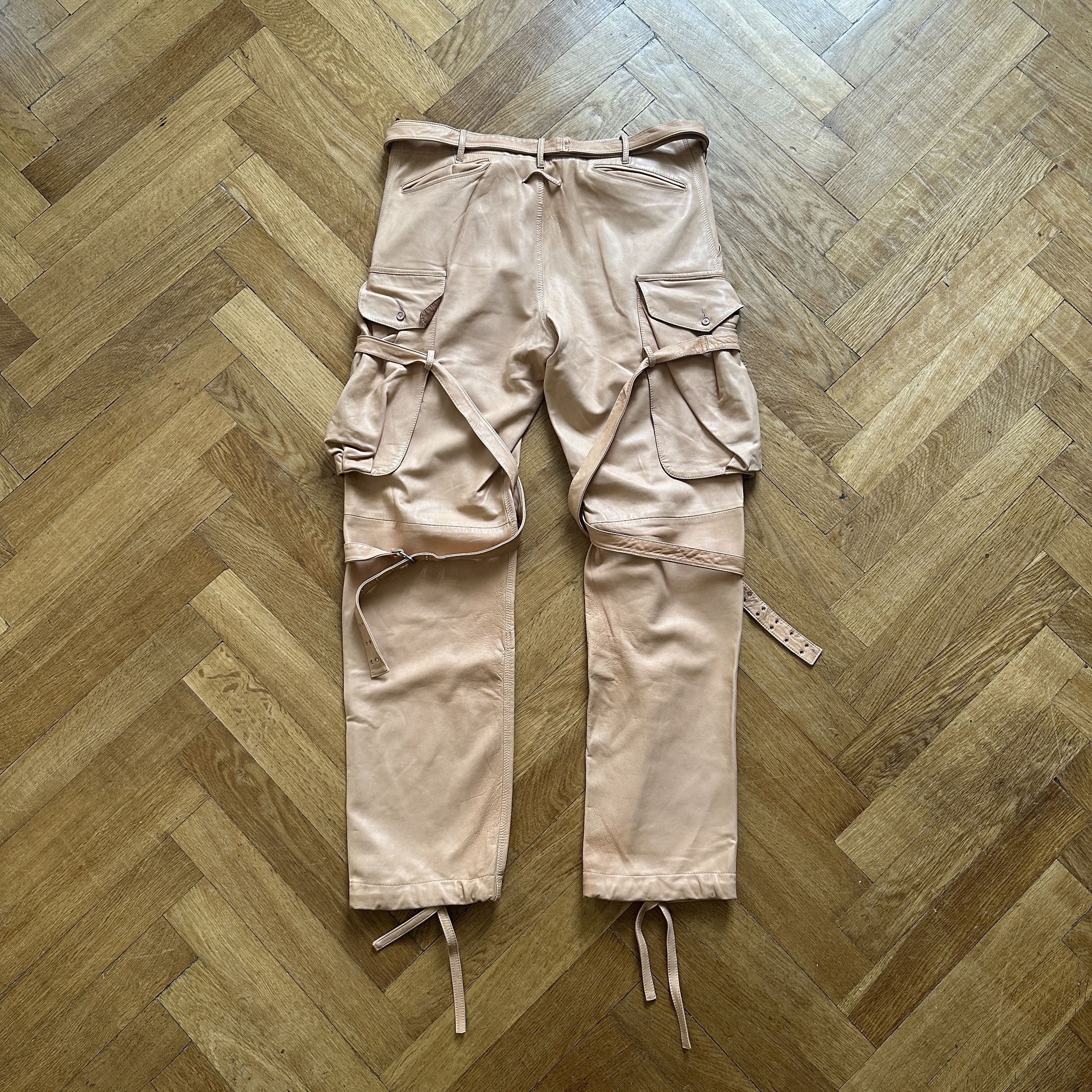 Jean Paul Gaultier Homme 90s Leather Strap Bondage Cargo Pants Size US 32 / EU 48 - 2 Thumbnail
