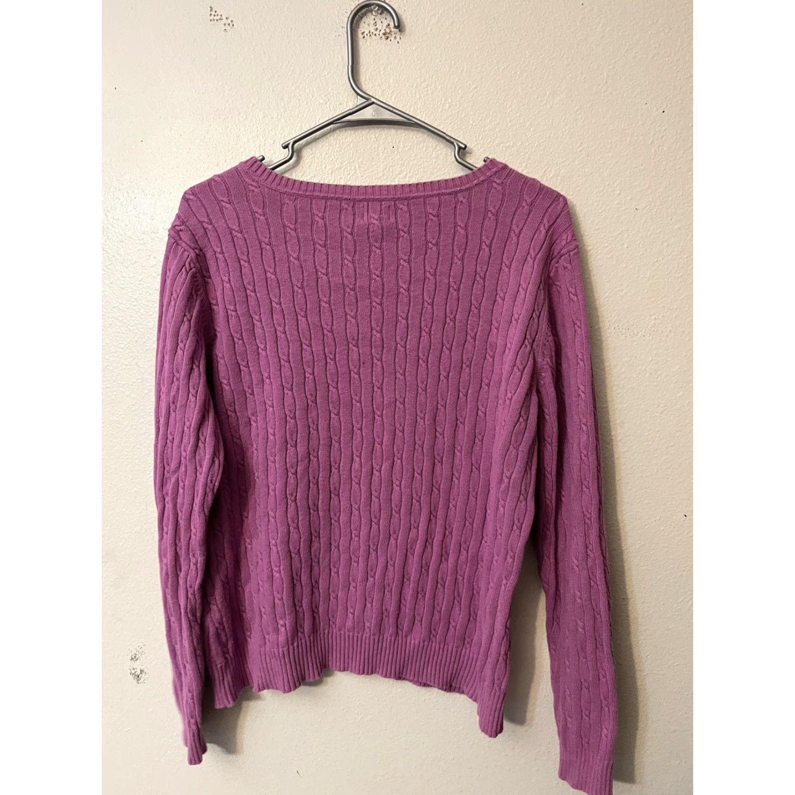 Izod Izod Women's Logo Sweater Long Sleeve Cable Knit Purple XL Size XL / US 12-14 / IT 48-50 - 2 Thumbnail