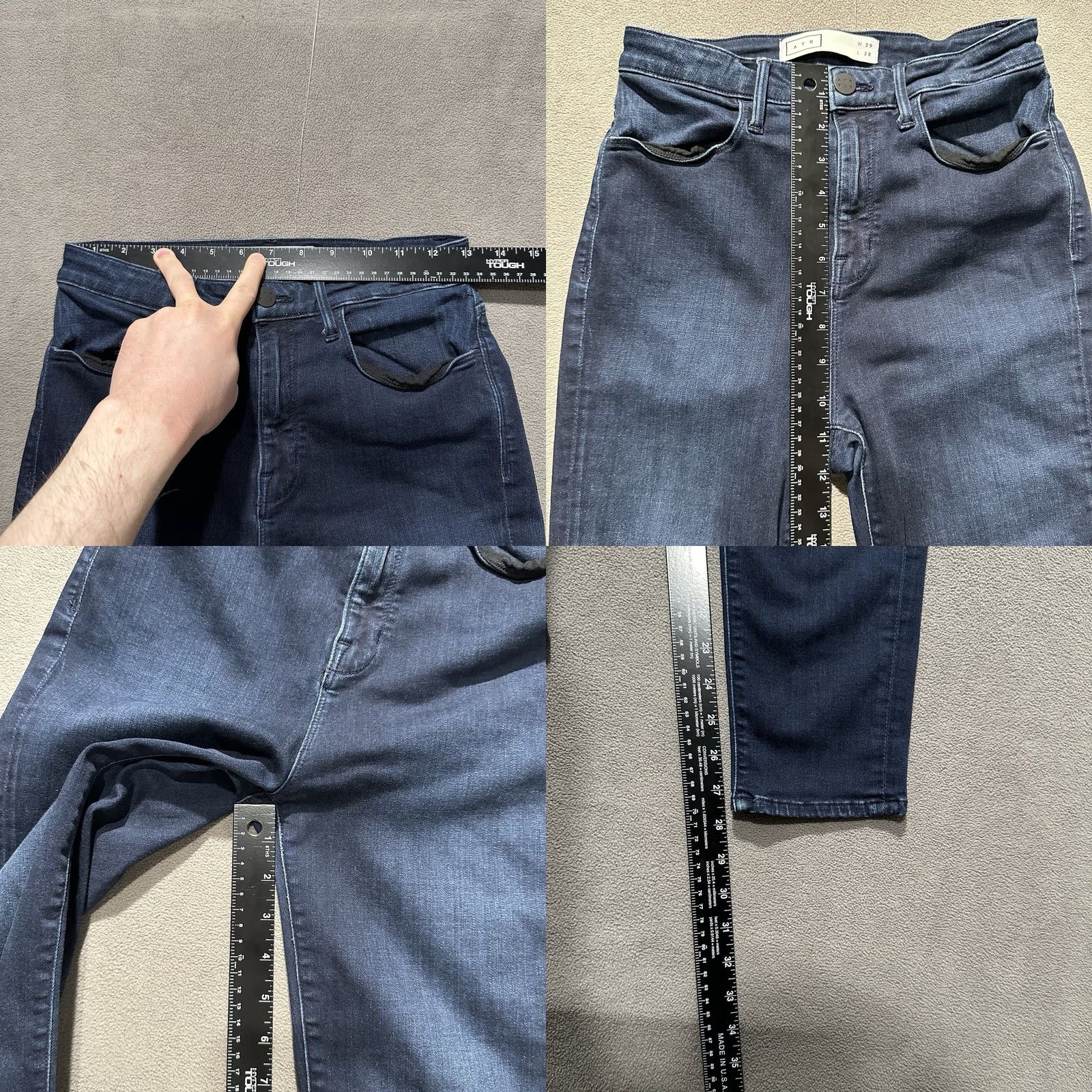 AYR Ayr Jeans Womens High Rise Skinny Stretch Dark Wash Blue 29x28 (26x27.5) Casual Size 29" - 9 Thumbnail