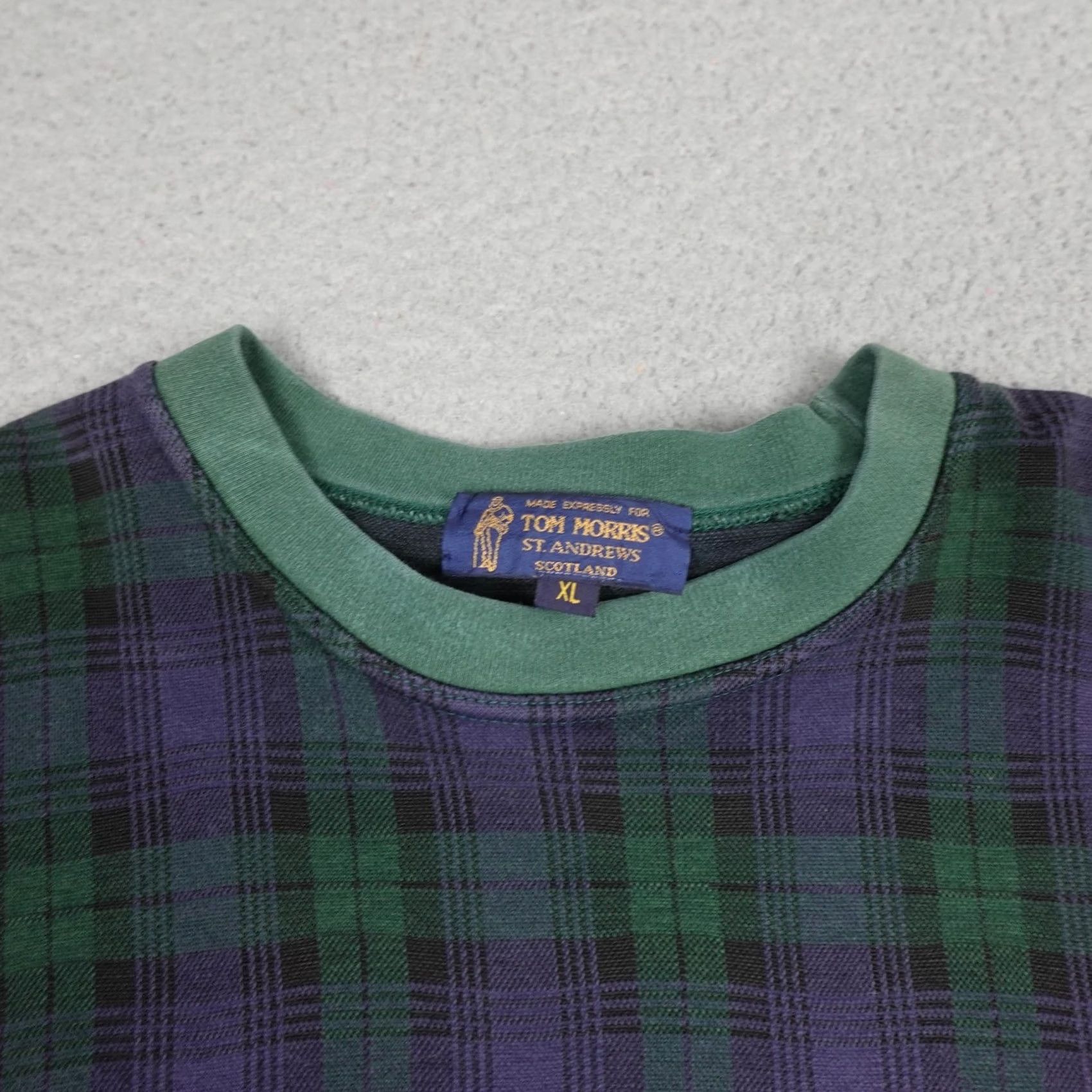 Vintage VINTAGE Tom Morris Sweater Mens XL Green Blue Plaid Scotland 1995 Open Golf Size US XL / EU 56 / 4 - 5 Thumbnail
