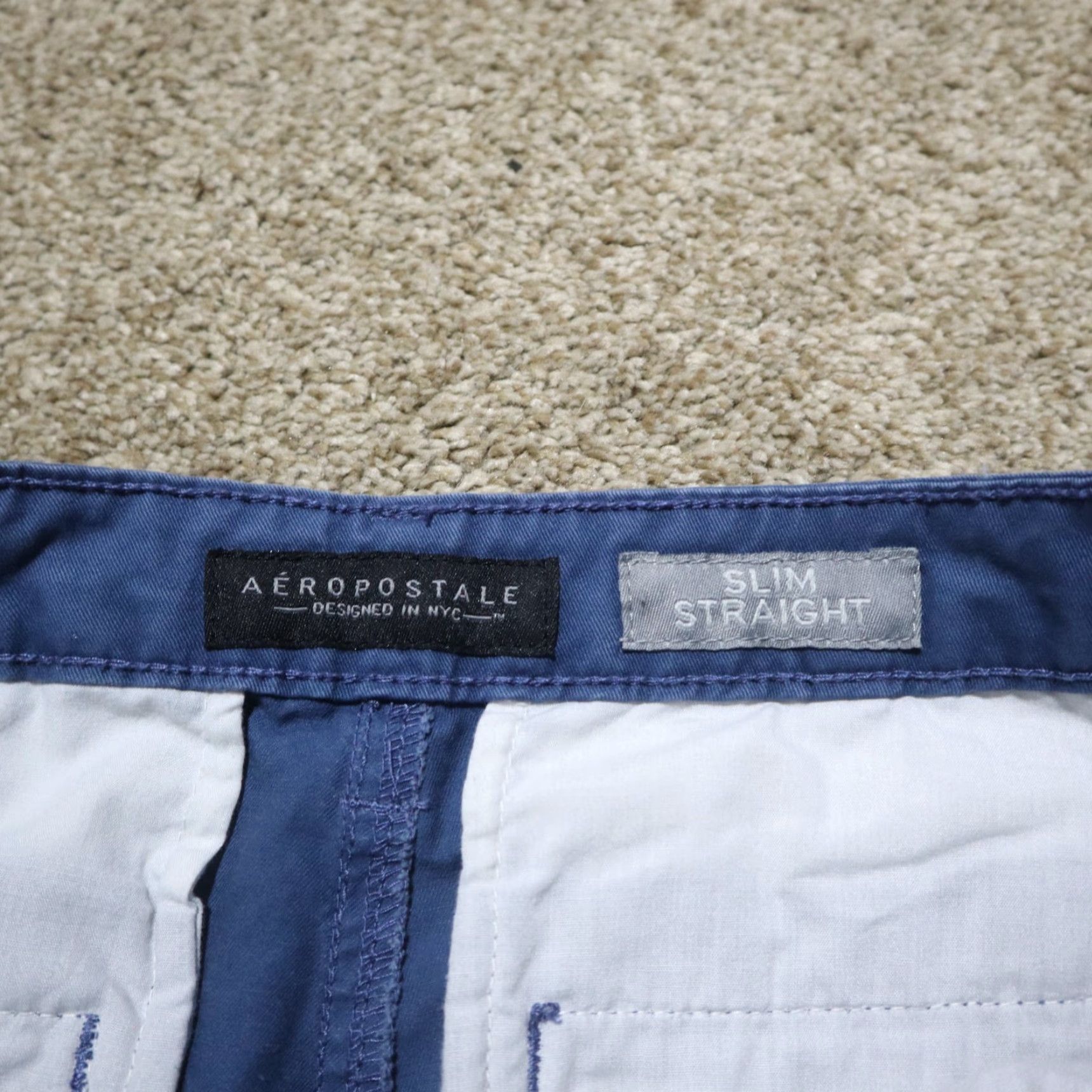 Vintage AeroPostale Pants Women's 28 Blue Chino Slim Straight Cotton Ankle Casual Classic Front Flat Front Pockets Zipper Button Slimming Logo Size 28" / US 6 / IT 42 - 3 Thumbnail