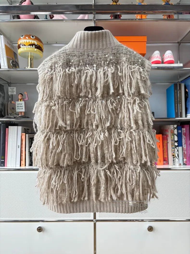 Brunello Cucinelli Brunello Cucinelli Opera-style beige tasseled cashmere seq Size S / US 4 / IT 40 - 3 Thumbnail