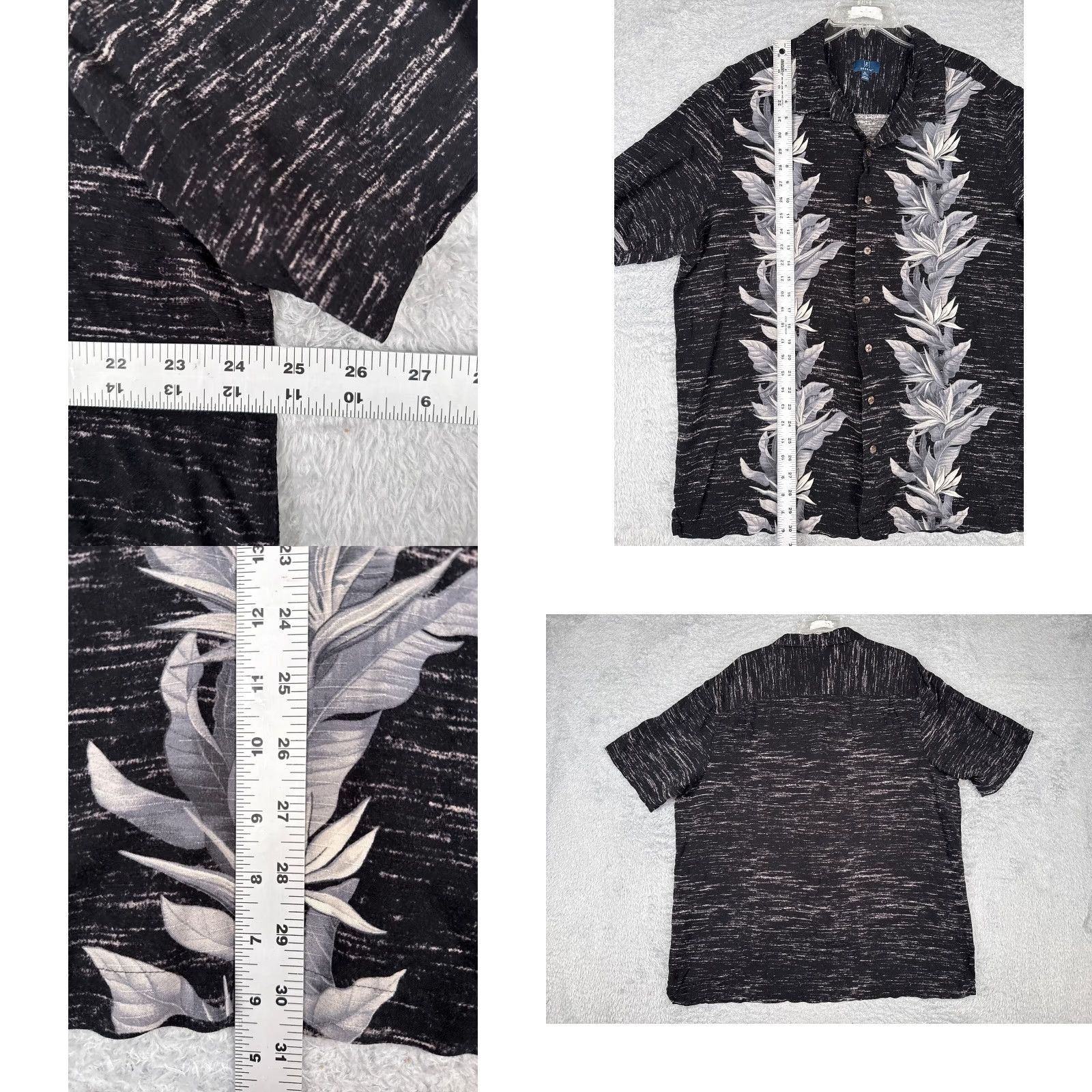 George George Shirt Men 2XL Black Floral Hawaiian Button-Up Rayon Casual Travel Size US XXL / EU 58 / 5 - 8 Thumbnail