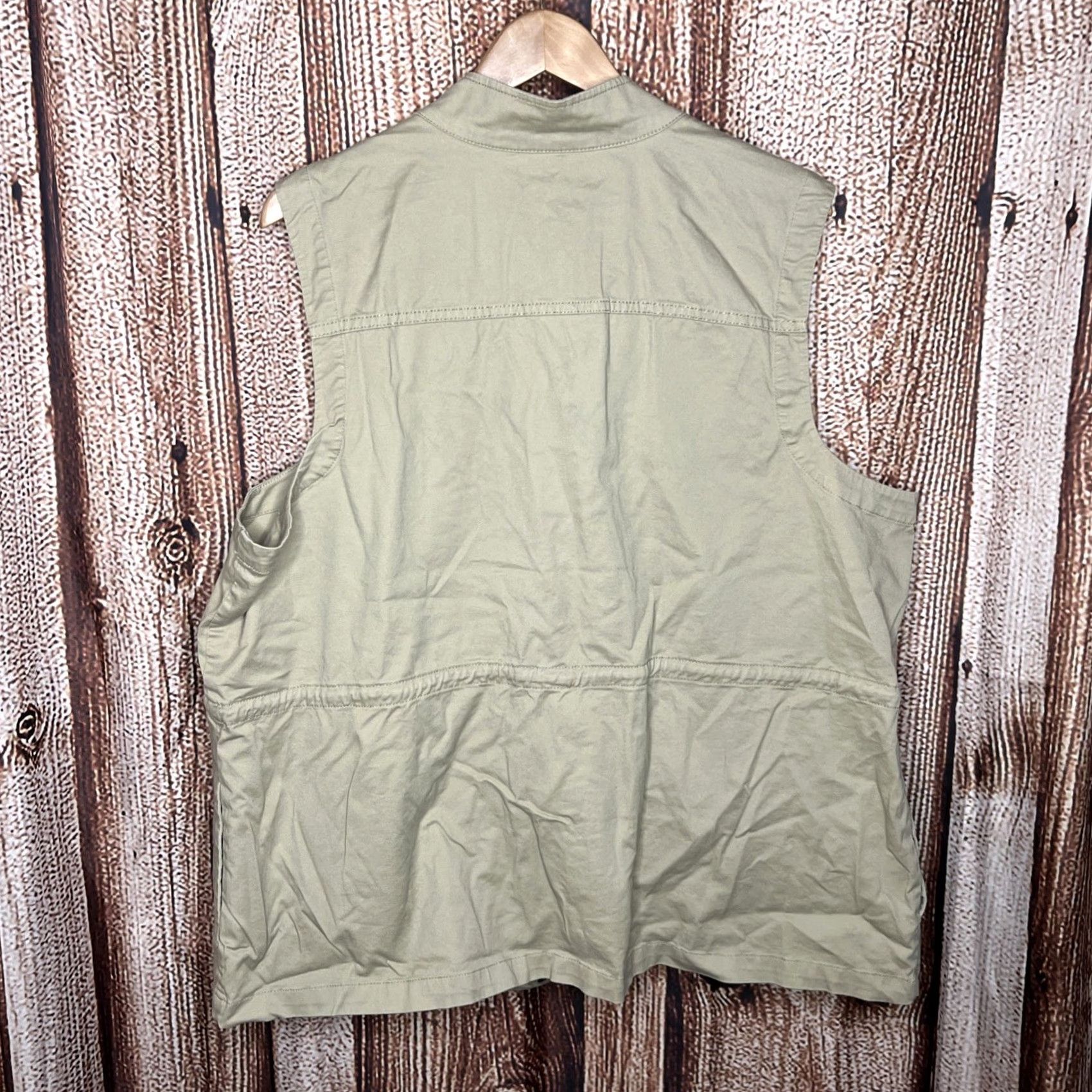 Liz Claiborne Liz Claiborne Vest Shirt Womens 24W Beige Tan Pocket Cinched Zip Up Utility Vest Size 4XL / US 24-26 - 3 Thumbnail