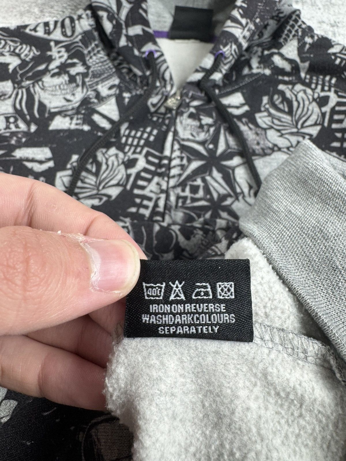 No Fear NO FEAR Rap Overprint Medium Hip Hop Monogram Gray Skulls Zip Hoodie Pullover Size US M / EU 48-50 / 2 - 14 Thumbnail