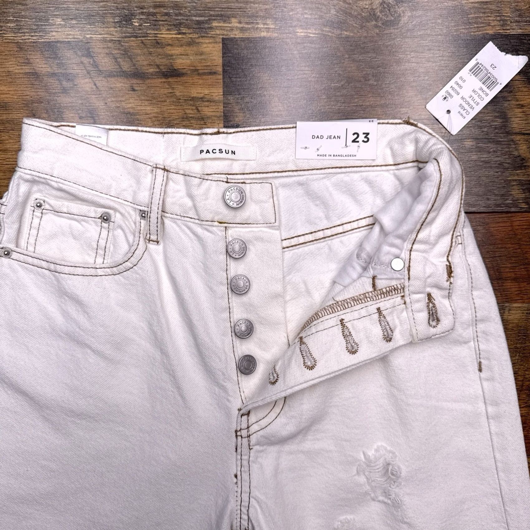 Pacsun Pacsun Jeans 23 Ivory Mid Rise Button Fly Mom Regular Denim 5-Pocket Retro Vintage No N/A Size 40" / US 18 - 2 Thumbnail