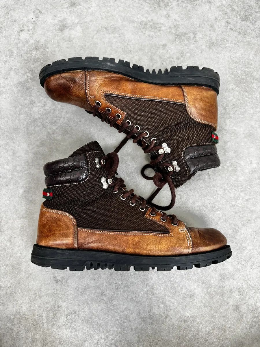 Gucci 2000s Gucci Brown Hybrid Leather Hiking Boots Size US 10 / IT 40 - 2 Thumbnail