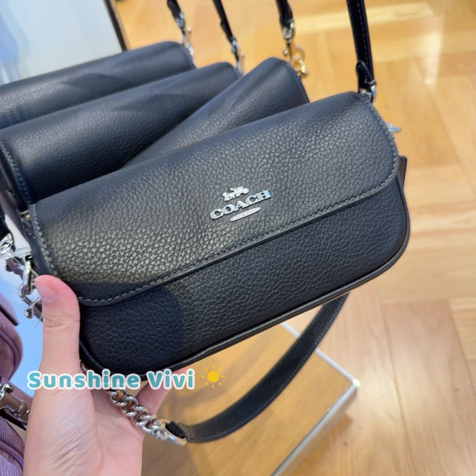 Coach NWT Coach Hailey Flap Bag Leather CAN72 Silver/Black Size ONE SIZE - 1 Thumbnail
