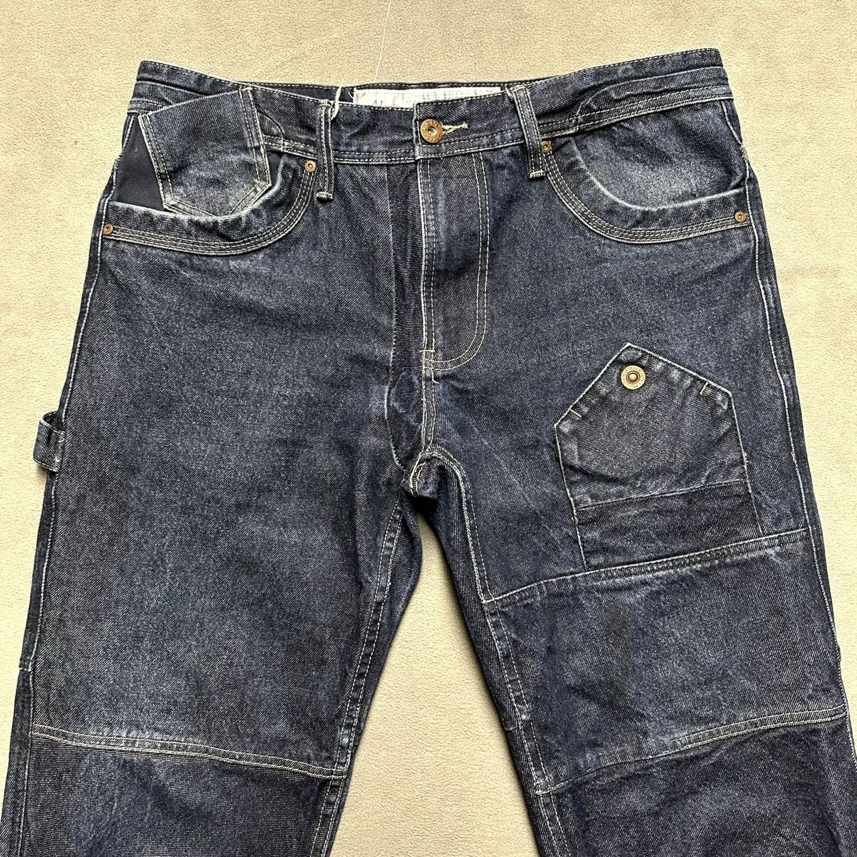 Denime Akoo Jeans Mens 38 (38x32.5) Blue Denim Carpenter Hammer Loop Streetwear Y2K GUC Size US 38 / EU 54 - 3 Thumbnail