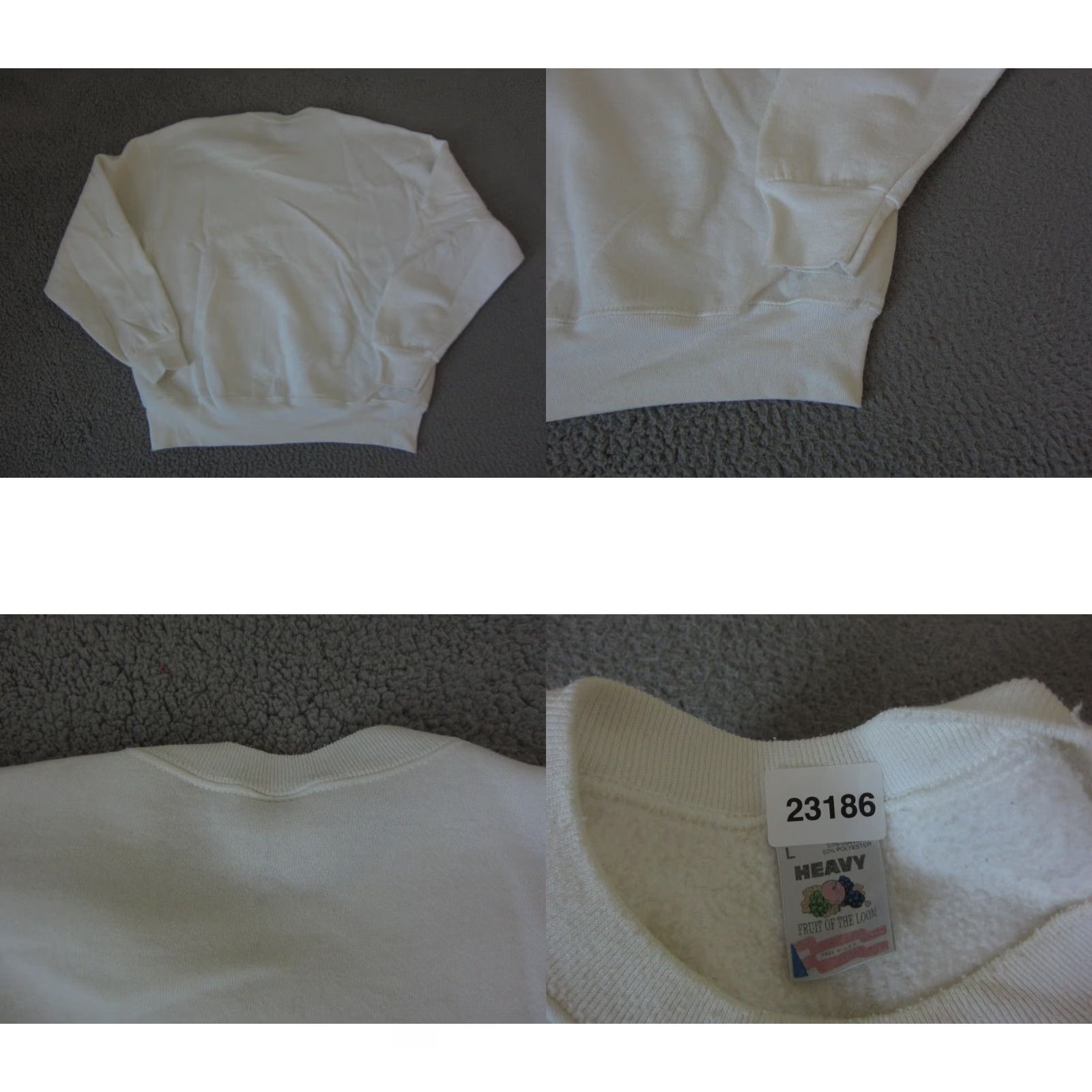 Fruit Of The Loom VINTAGE Fruit of the Loom Sweatshirt Mens L White 90s Crew Neck Logo Pullover Shirt Size US L / EU 52-54 / 3 - 8 Thumbnail