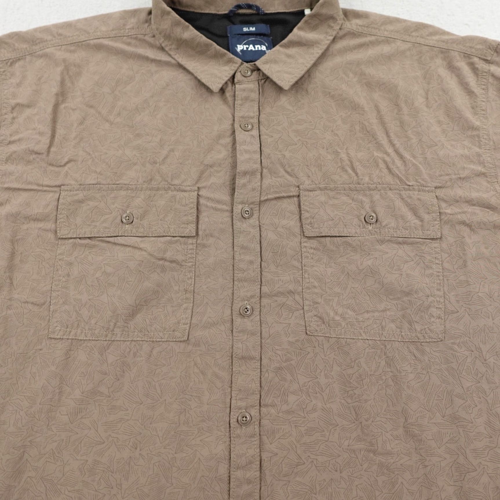 Prana Prana Shirt Mens 2XL Brown Sutherlin Printed Button Up Slim Fit Vented Fishing Geometric Pattern Shirt Men Size US XXL / EU 58 / 5 - 3 Thumbnail