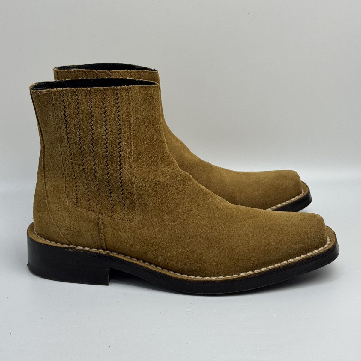 Kenzo Kenzo Kolorado Square Moc Toe Chelsea Boots - Tan Suede Size US 9 / EU 42 - 9 Thumbnail