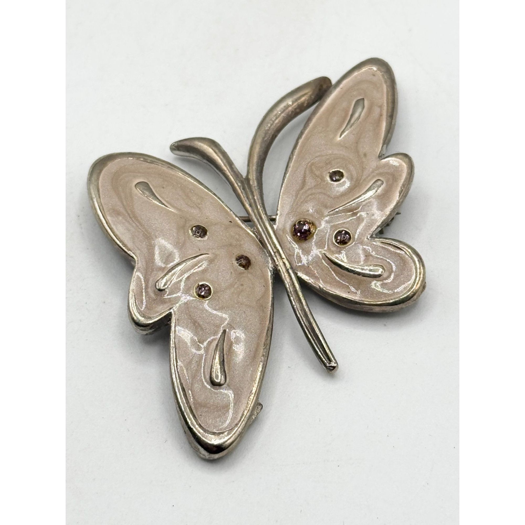 Vintage Brown enamel purple glitter butterfly brooch pin Size ONE SIZE - 1 Thumbnail