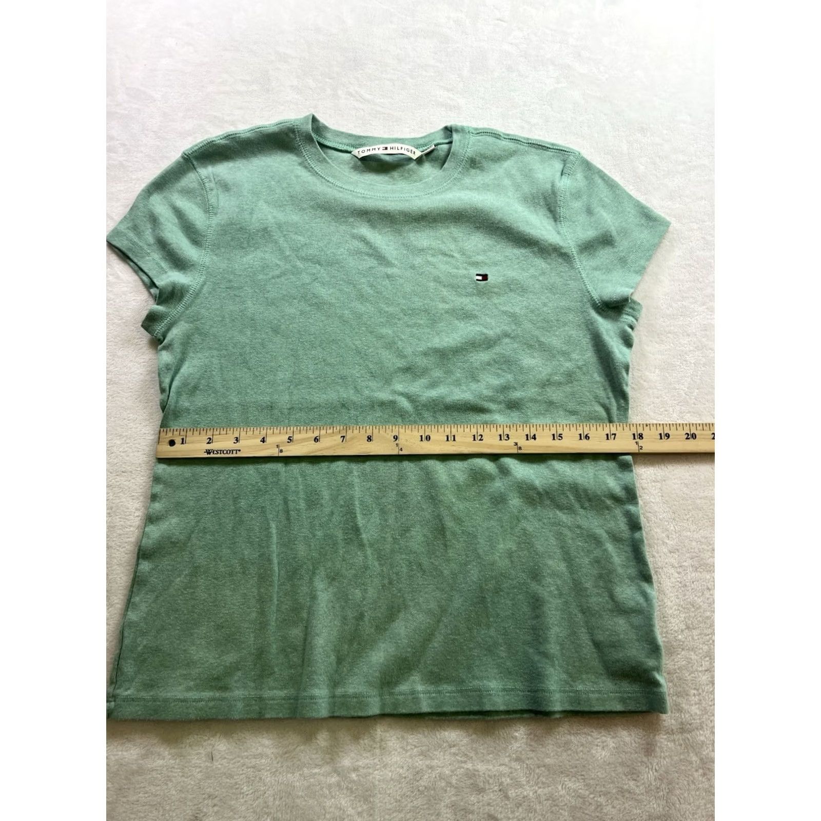 Tommy Hilfiger Tommy Hilfiger Women's Shirt Tee Green Short Sleeve 2XL Knit Cotton Embroidered, Regular Fit, Solid, Casual Sleeve, Machine Washable, Vintage: No Size XXL / US 16-18 / IT 52-54 - 2 Thumbnail