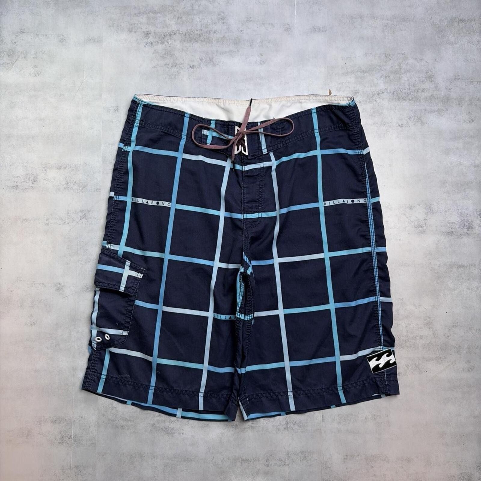 Billabong Y2K Navy Billabong Grunge Surf Baggy Plaid Board Shorts Size US 34 / EU 50 - 1 Thumbnail