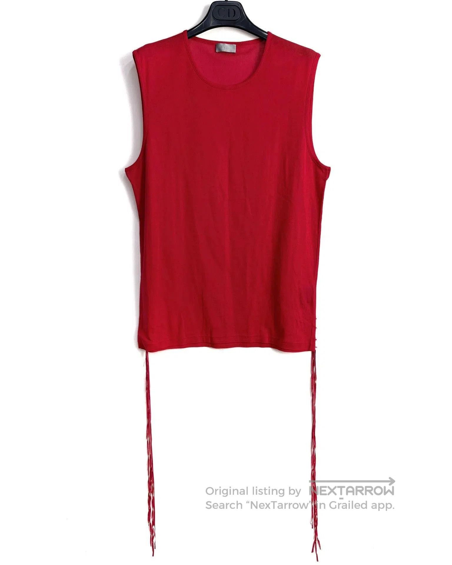 Dior Red Sleeveless Top with Side Tassel Details. Size US S / EU 44-46 / 1 - 1 Thumbnail