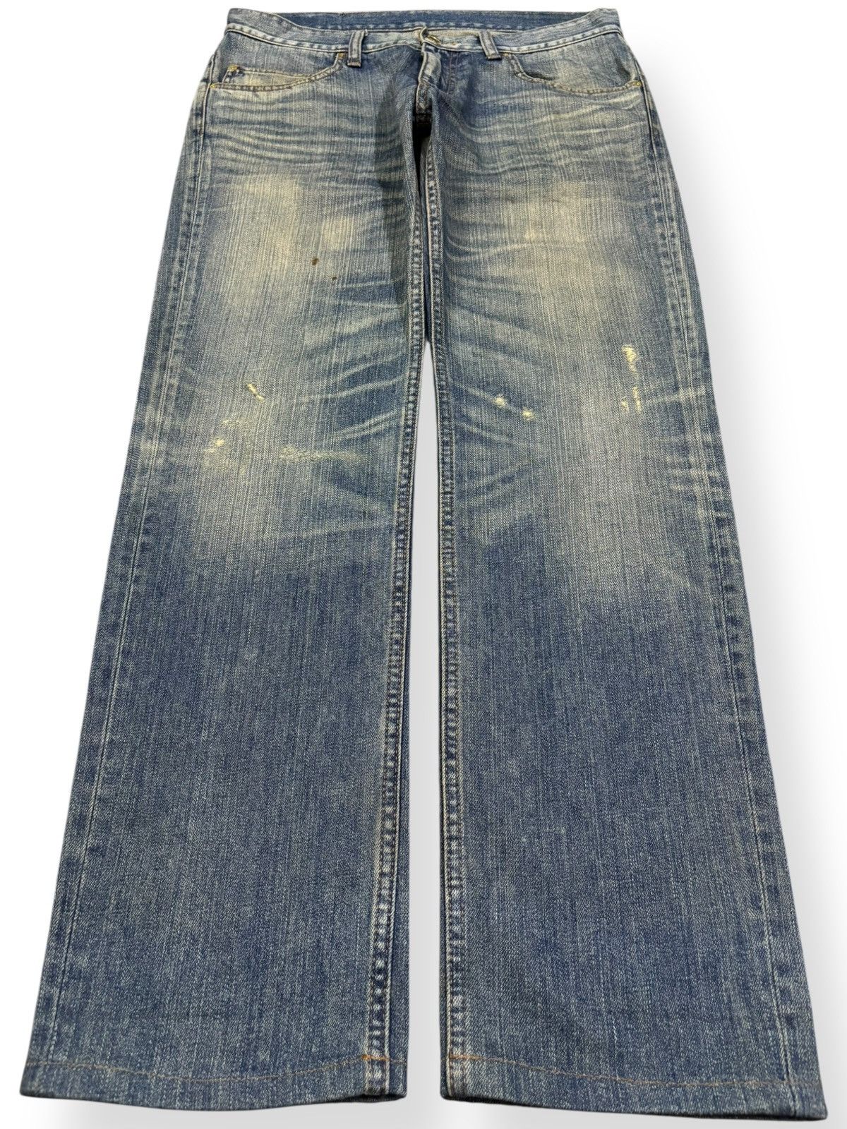 Japanese Brand Vintage Union Station Mud Washed Whiskers Distressed Jeans Size US 32 / EU 48 - 1 Thumbnail