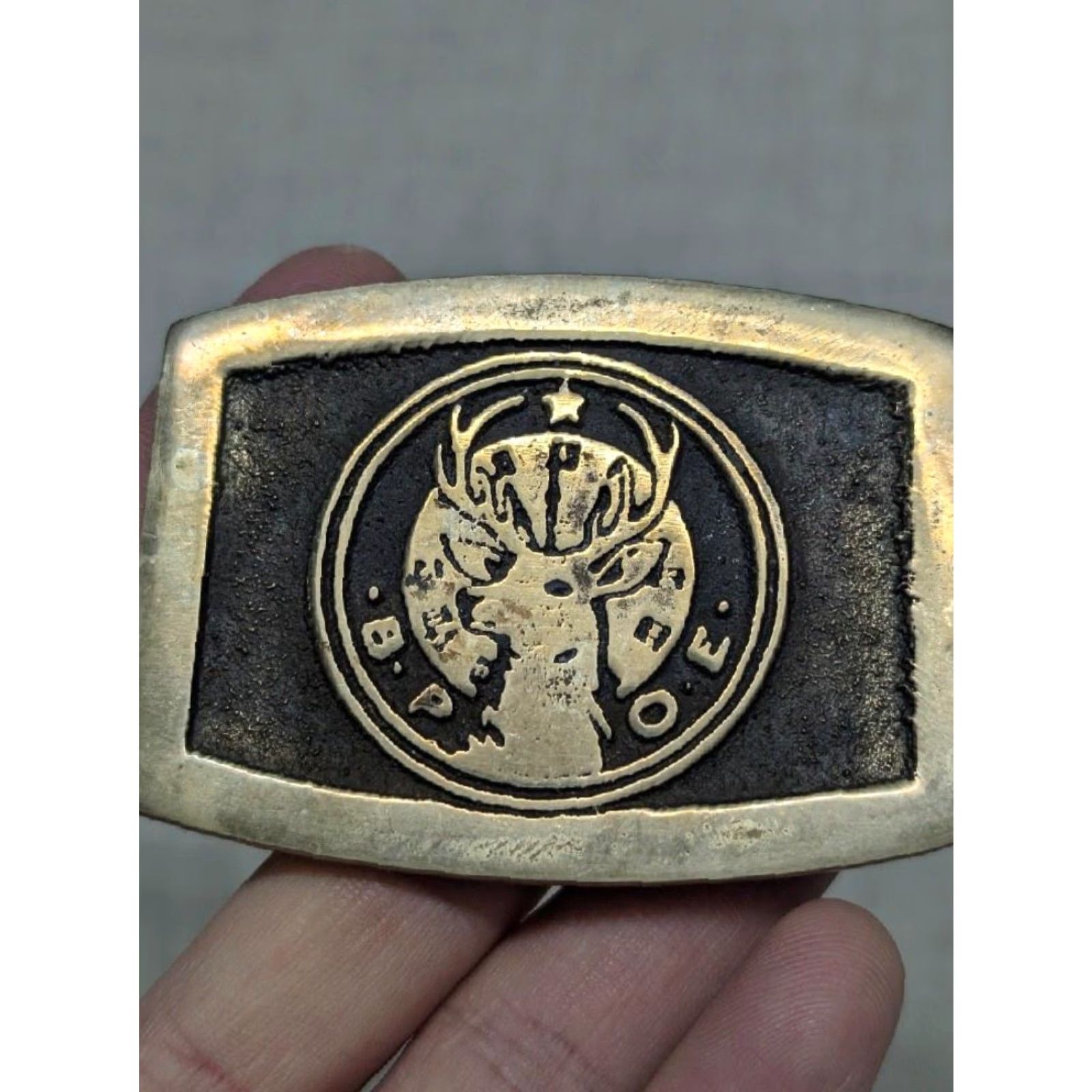 Vintage VINTAGE Cannell belt buckle Elk solid brass 2" x 3" Men US 1970s Western BPOE elk pattern Mens Size ONE SIZE - 2 Thumbnail