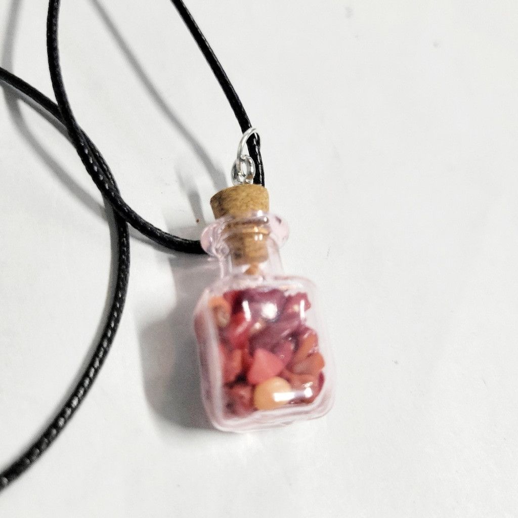 Handmade Hand crafted red coral mini bottle pendant necklace Size ONE SIZE - 3 Thumbnail
